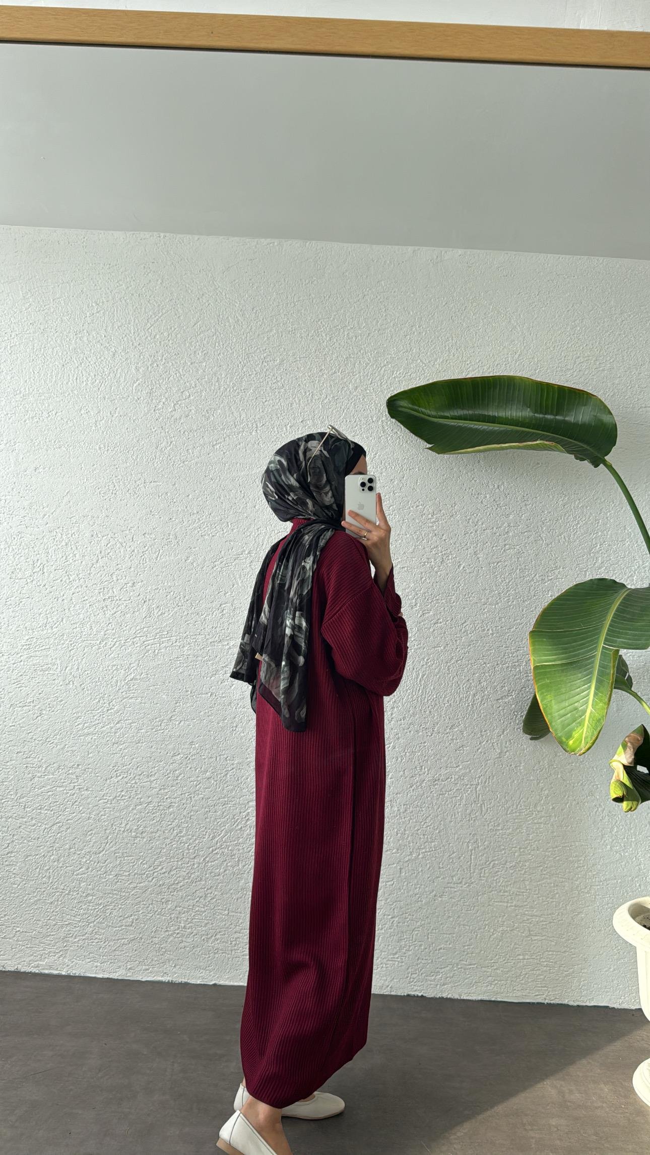 KIŞLIK TRİKO ELBİSE - BORDO