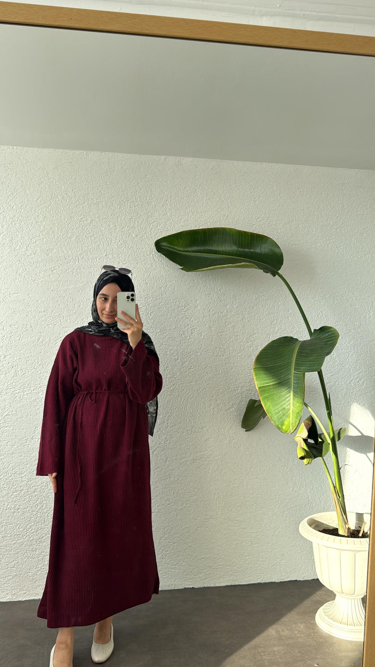 KIŞLIK TRİKO ELBİSE - BORDO