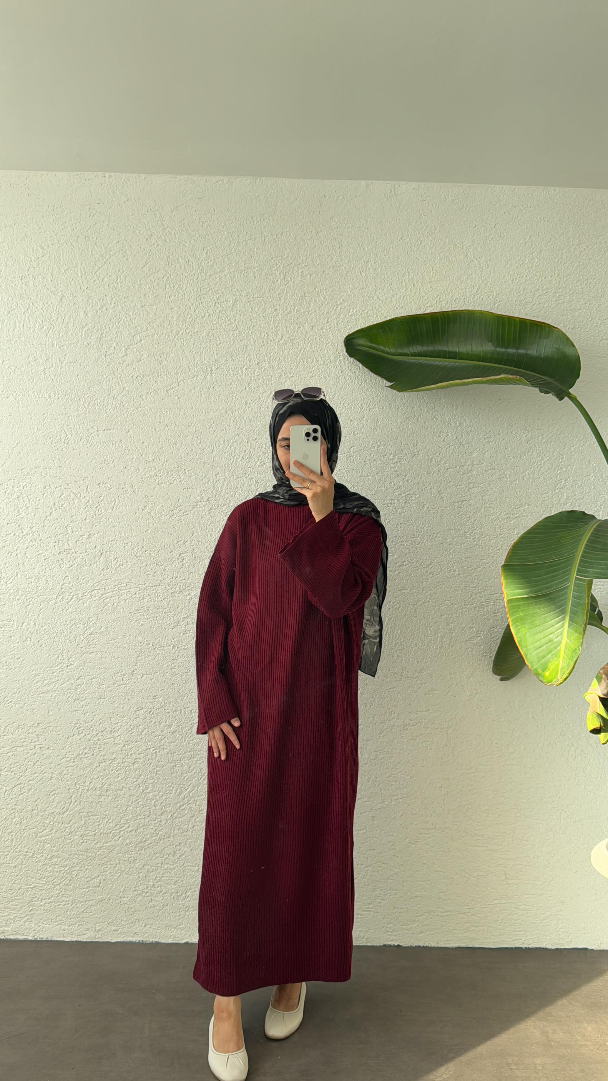 KIŞLIK TRİKO ELBİSE - BORDO