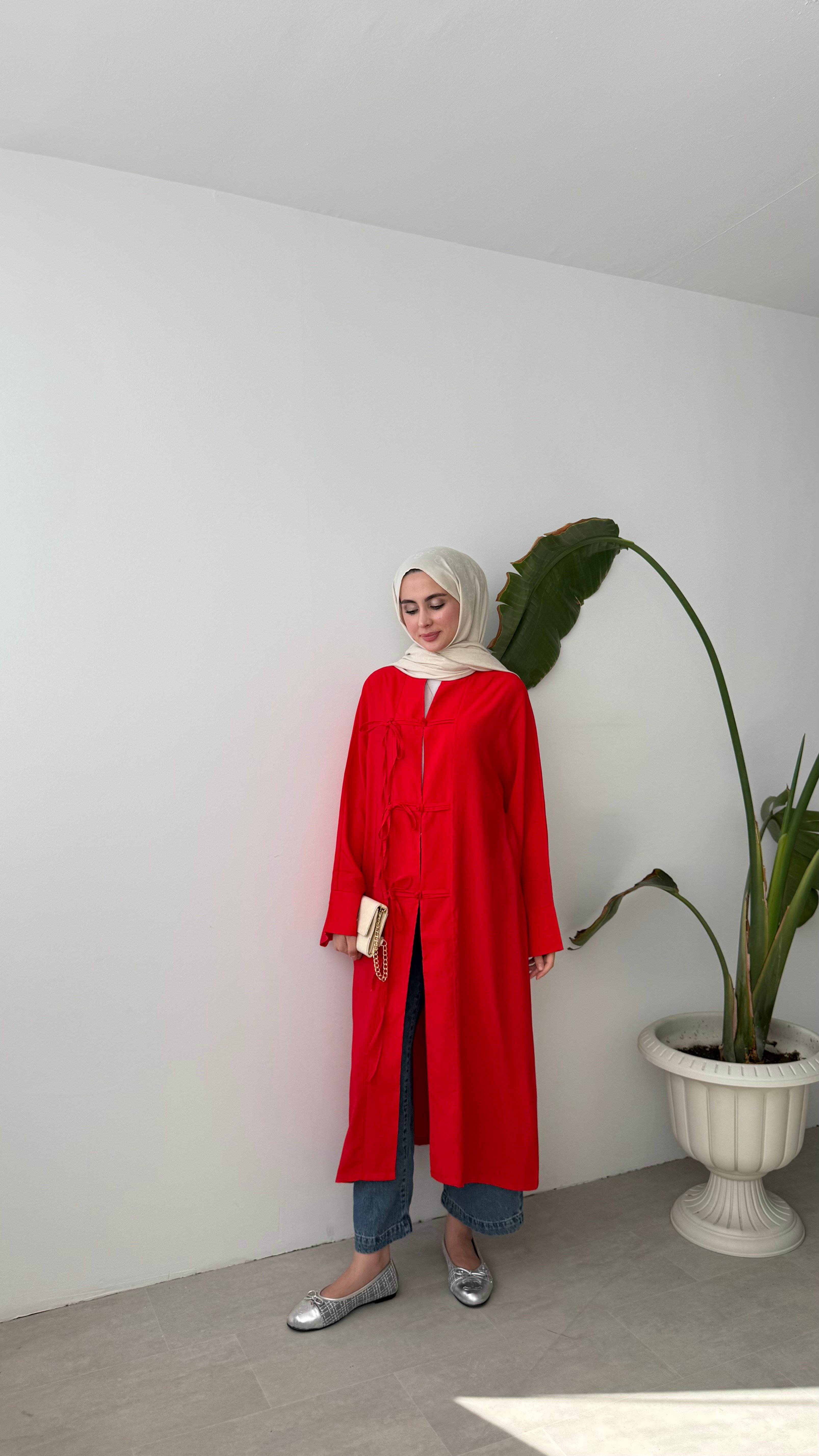 LİNA BAĞCIK DETAYLI GÖMLEK - KIRMIZI