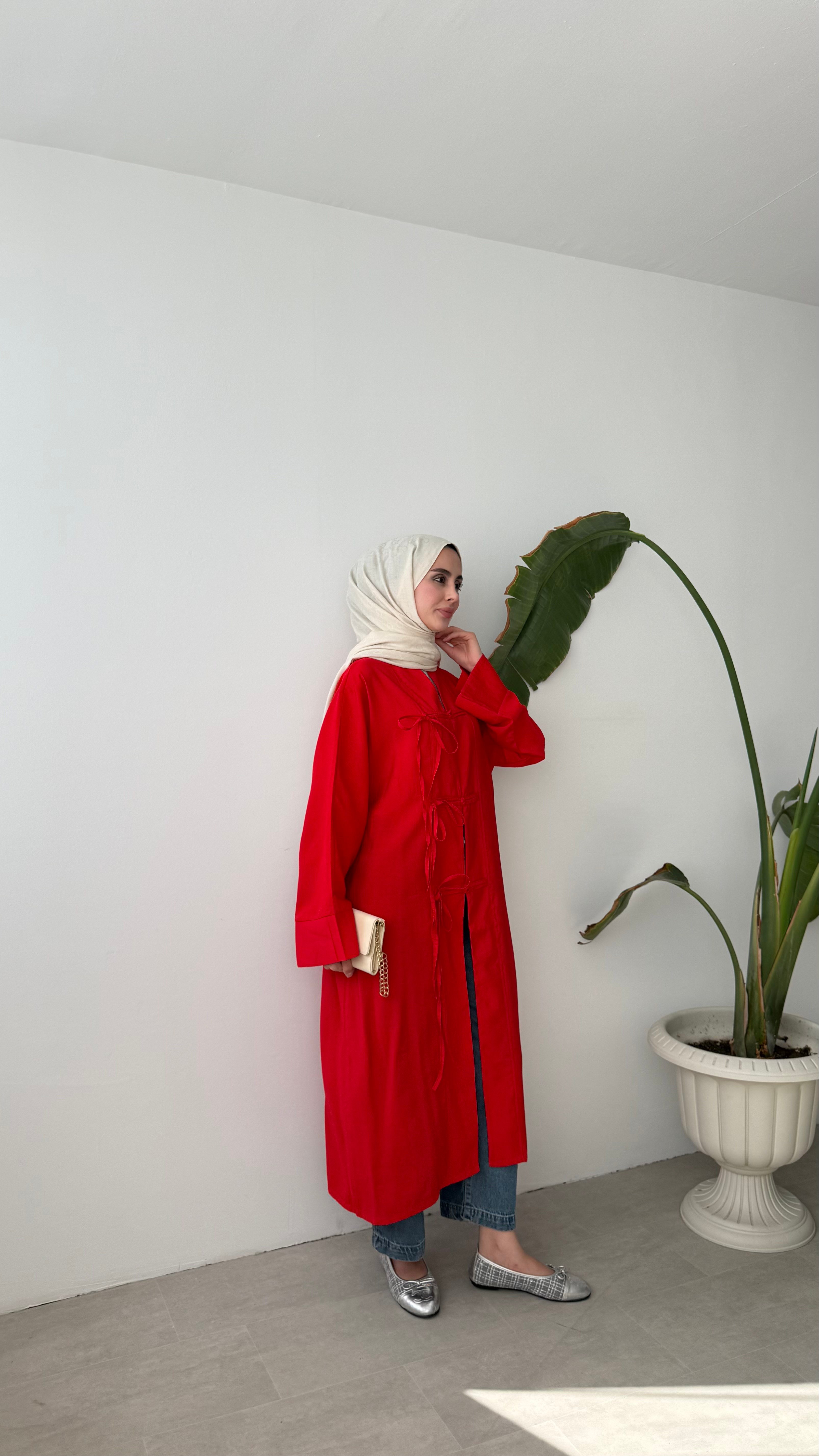 LİNA BAĞCIK DETAYLI GÖMLEK - KIRMIZI