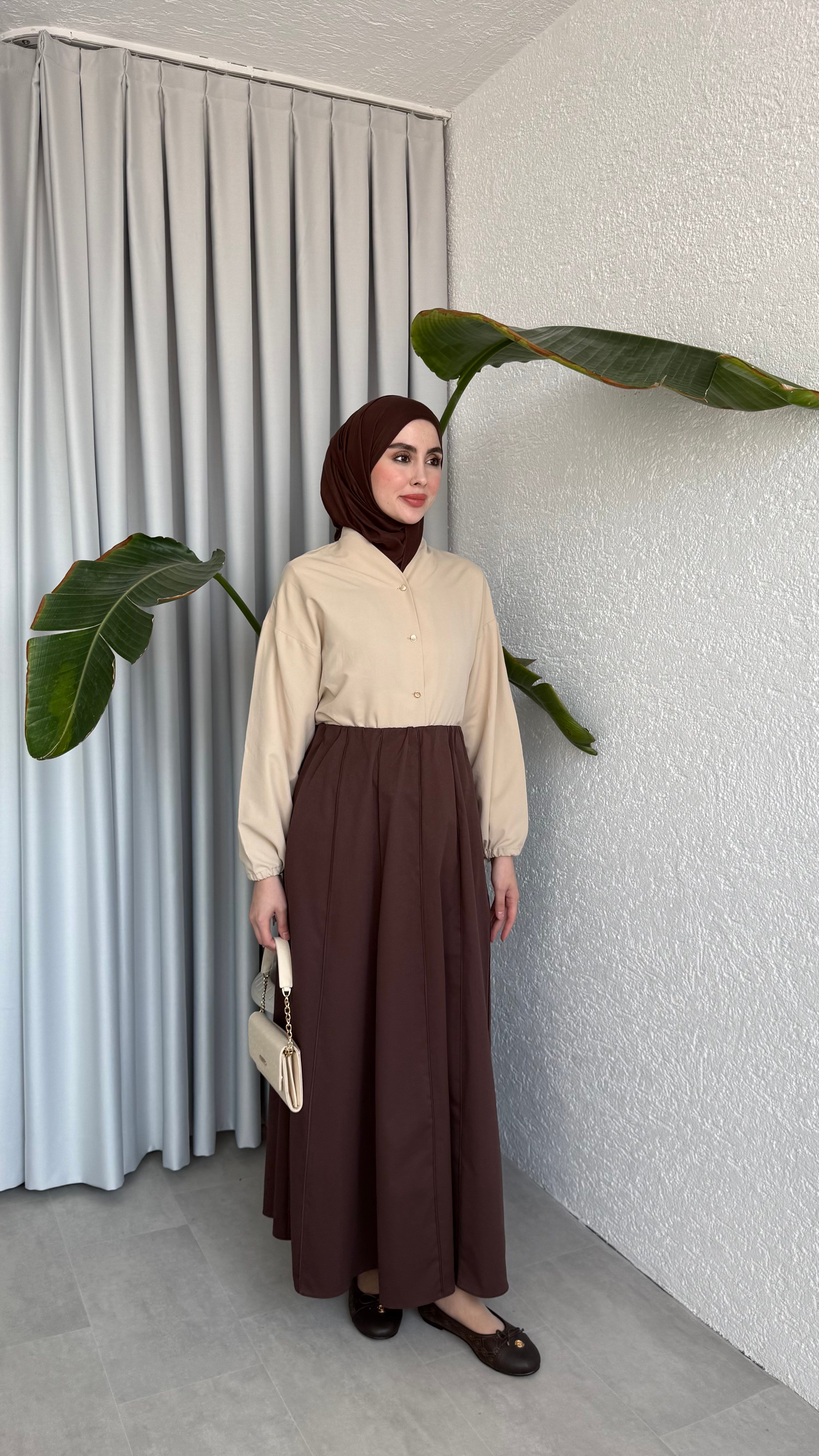 LİNA DİLİMLİ ETEK - KAHVE