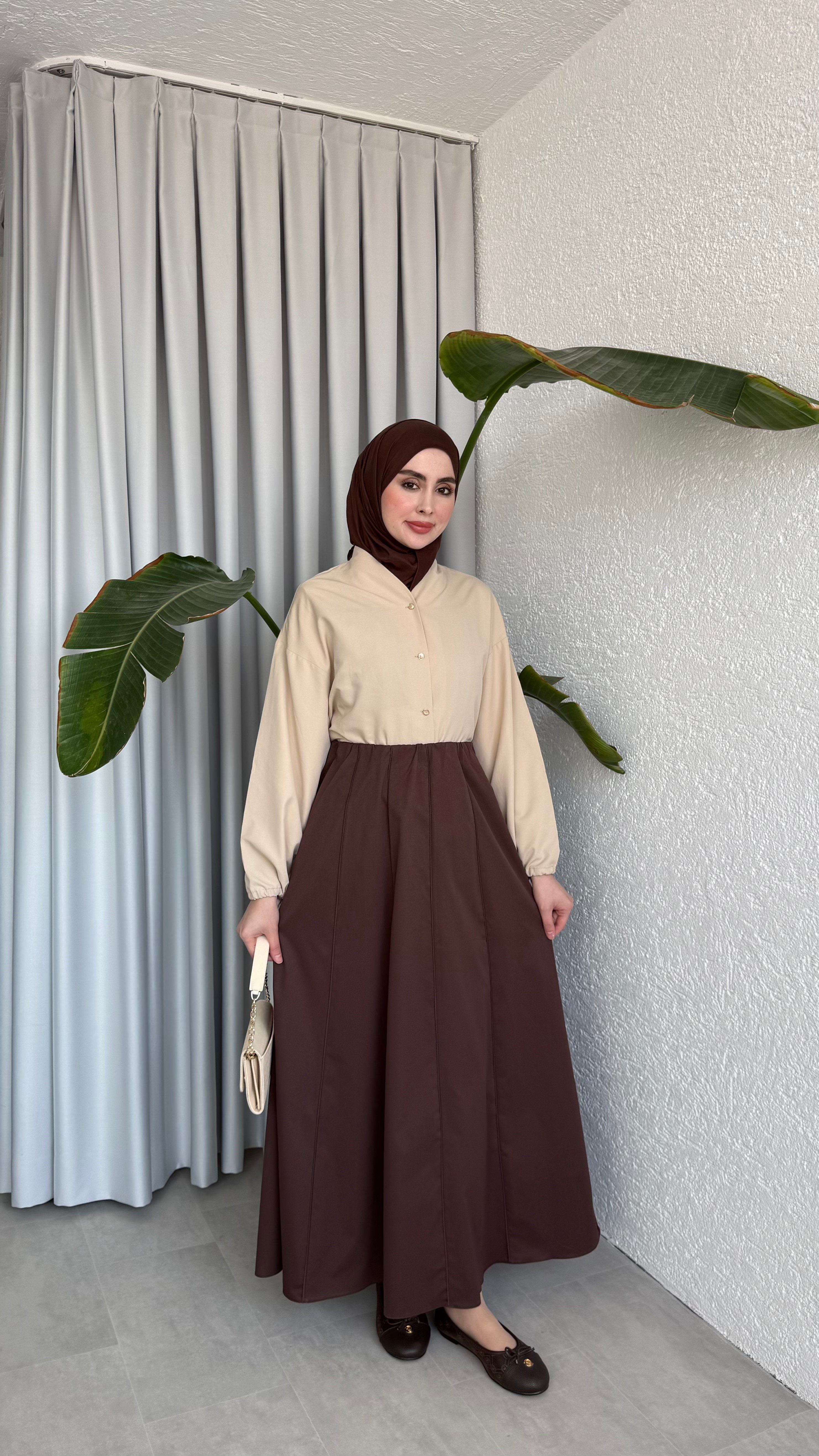 LİNA DİLİMLİ ETEK - KAHVE