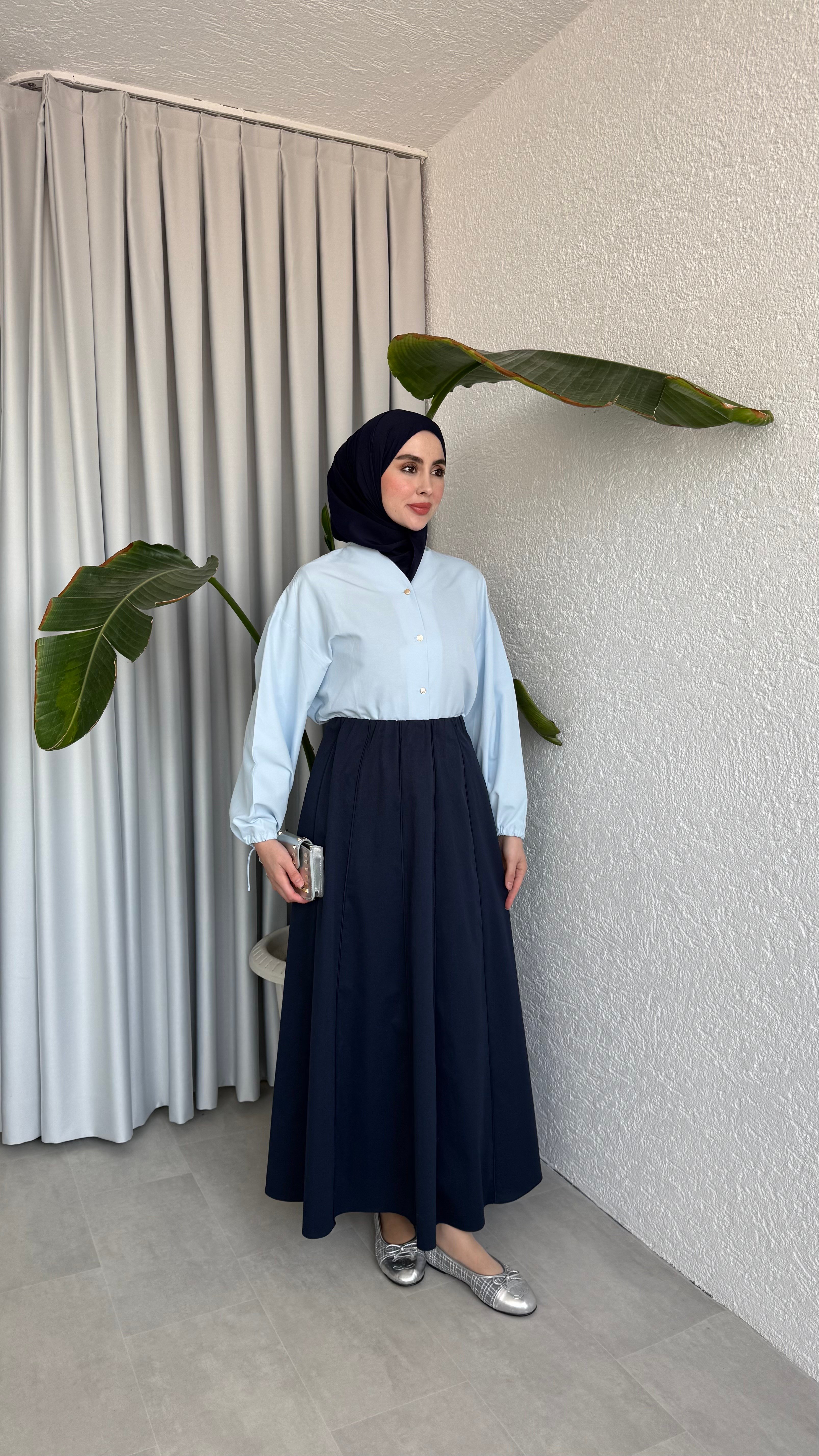 LİNA DİLİMLİ ETEK - LACİVERT