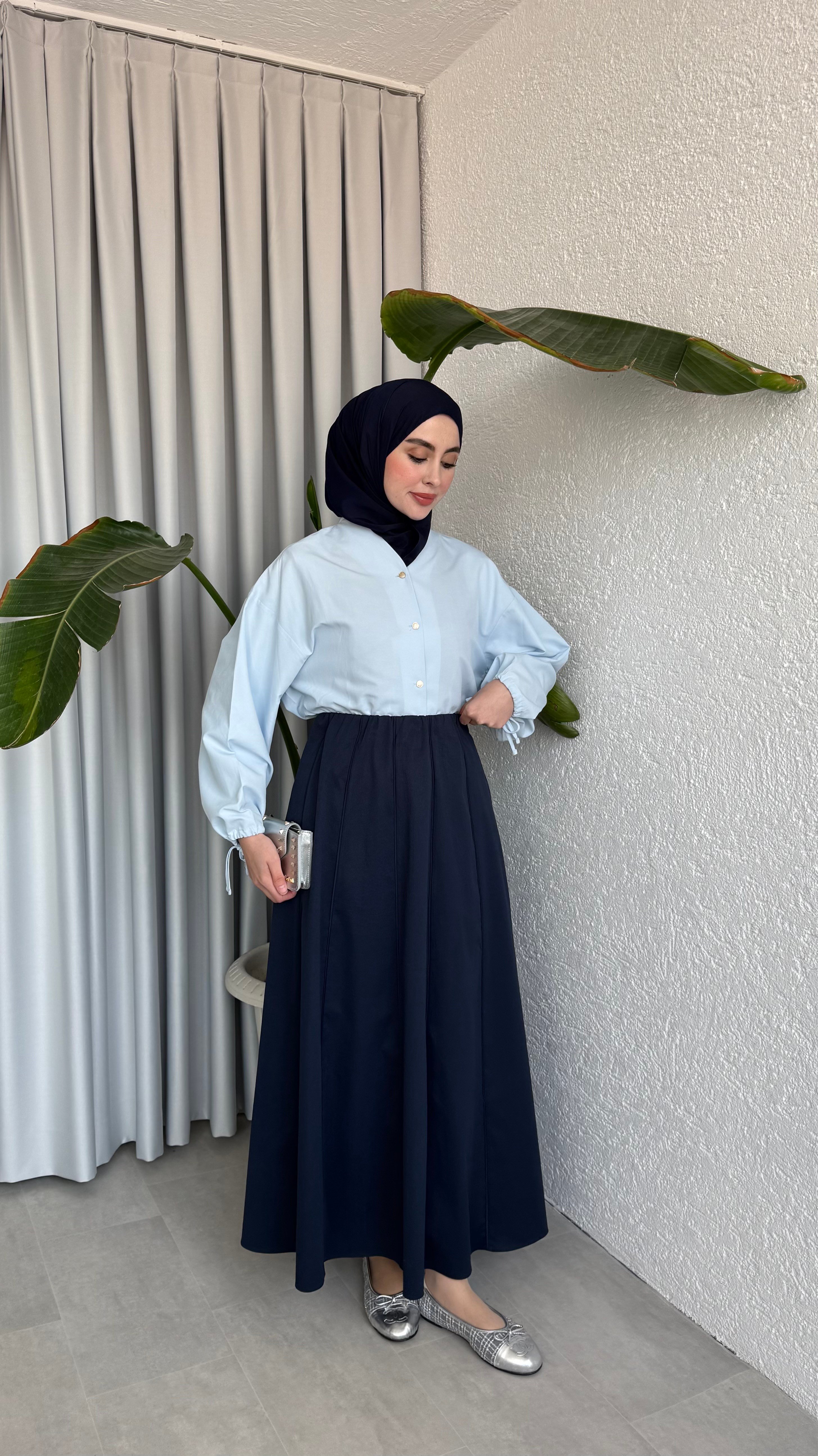LİNA DİLİMLİ ETEK - LACİVERT