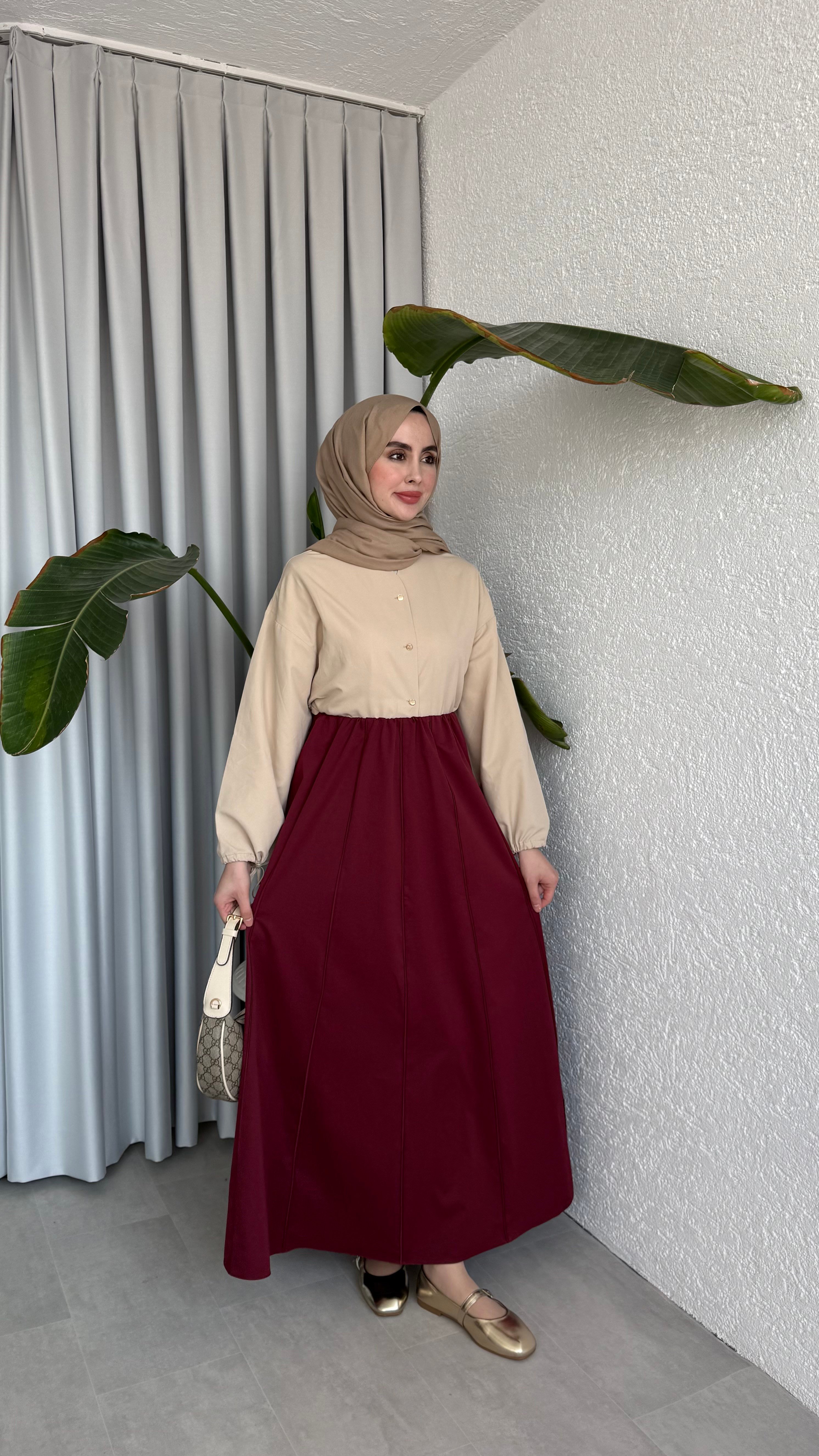 LİNA DİLİMLİ ETEK - MÜRDÜM