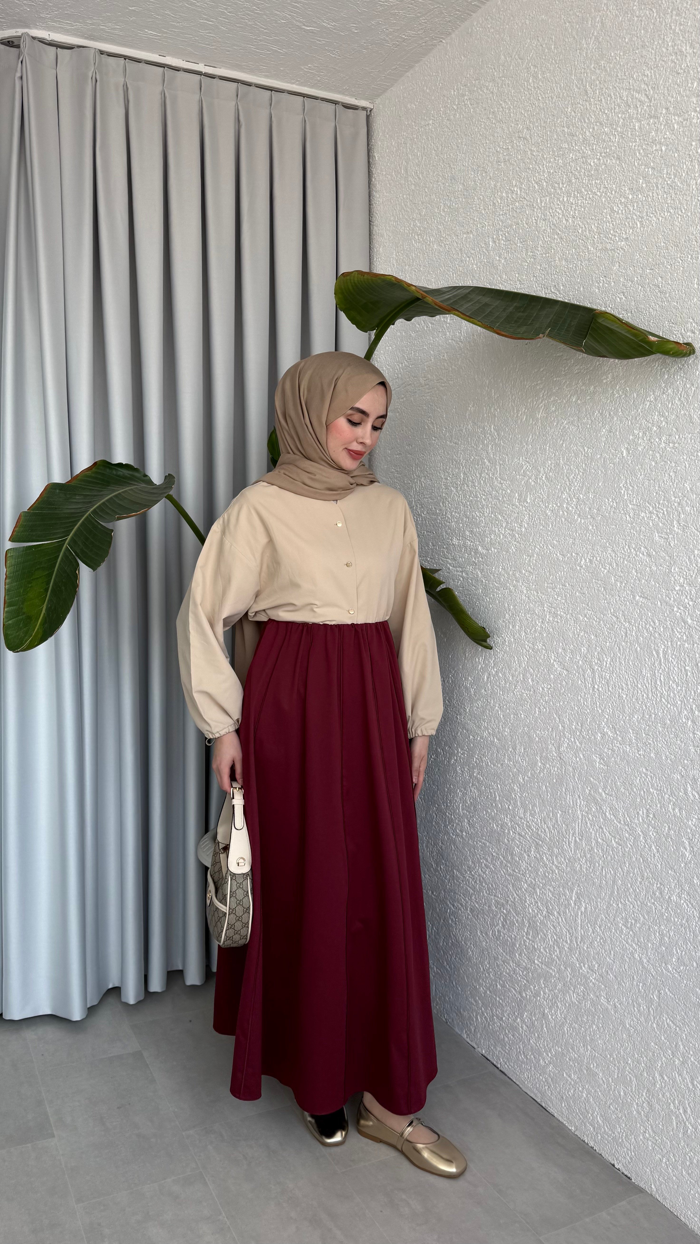 LİNA DİLİMLİ ETEK - MÜRDÜM