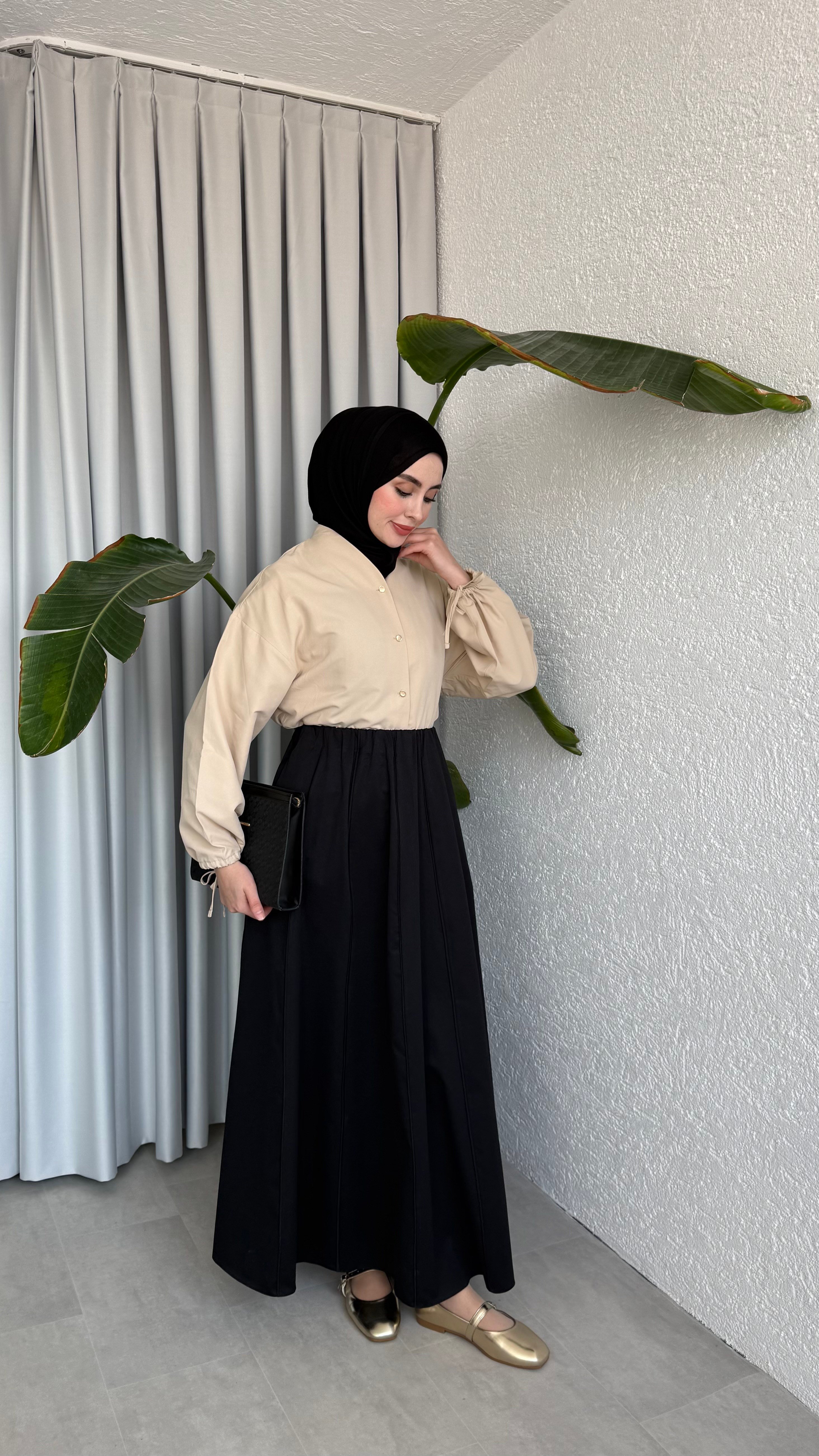 LİNA DİLİMLİ ETEK - SİYAH