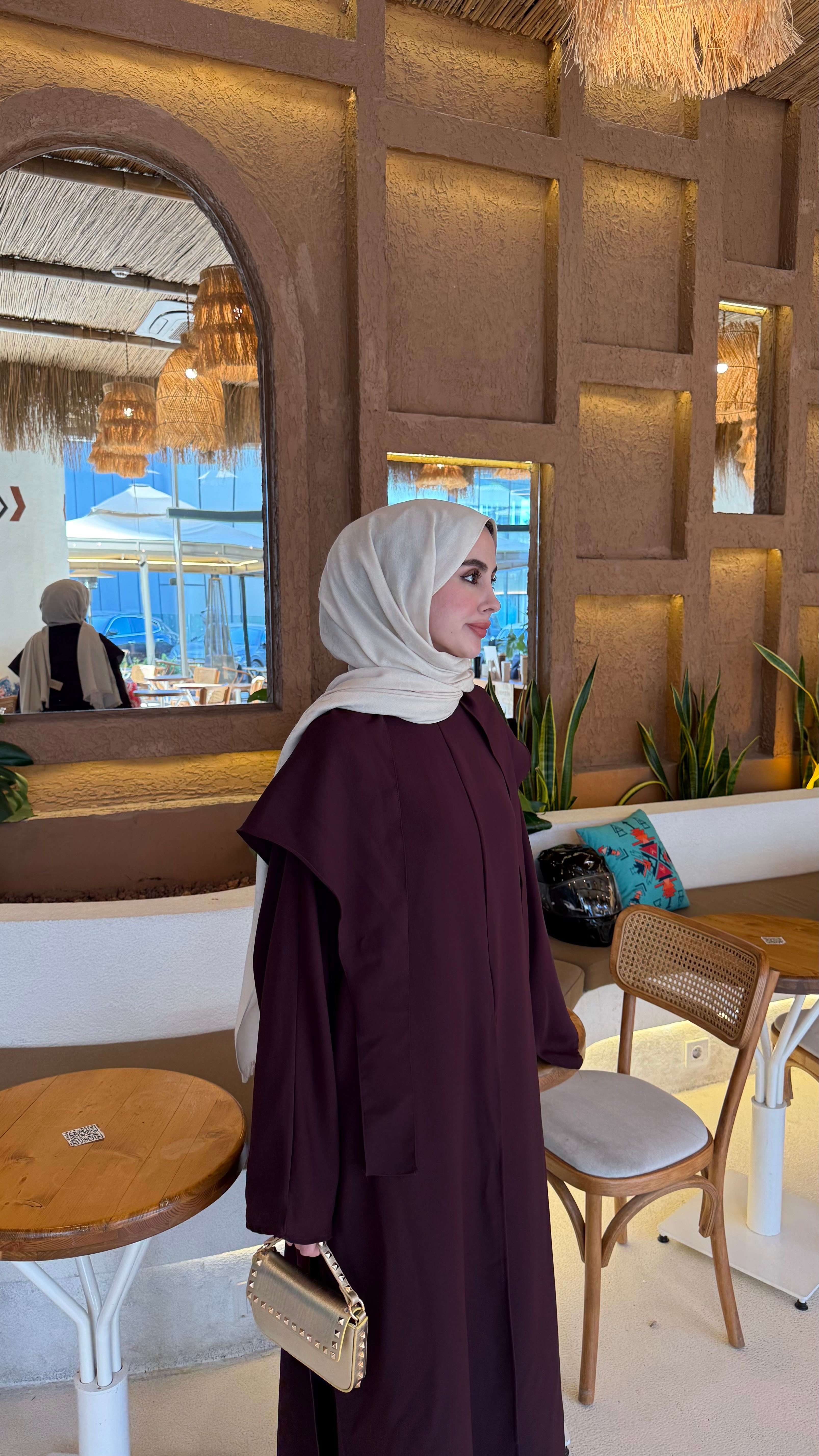 OMUZ ŞALLI YIRTMAÇLI TESETTÜR TAKIM - MÜRDÜM