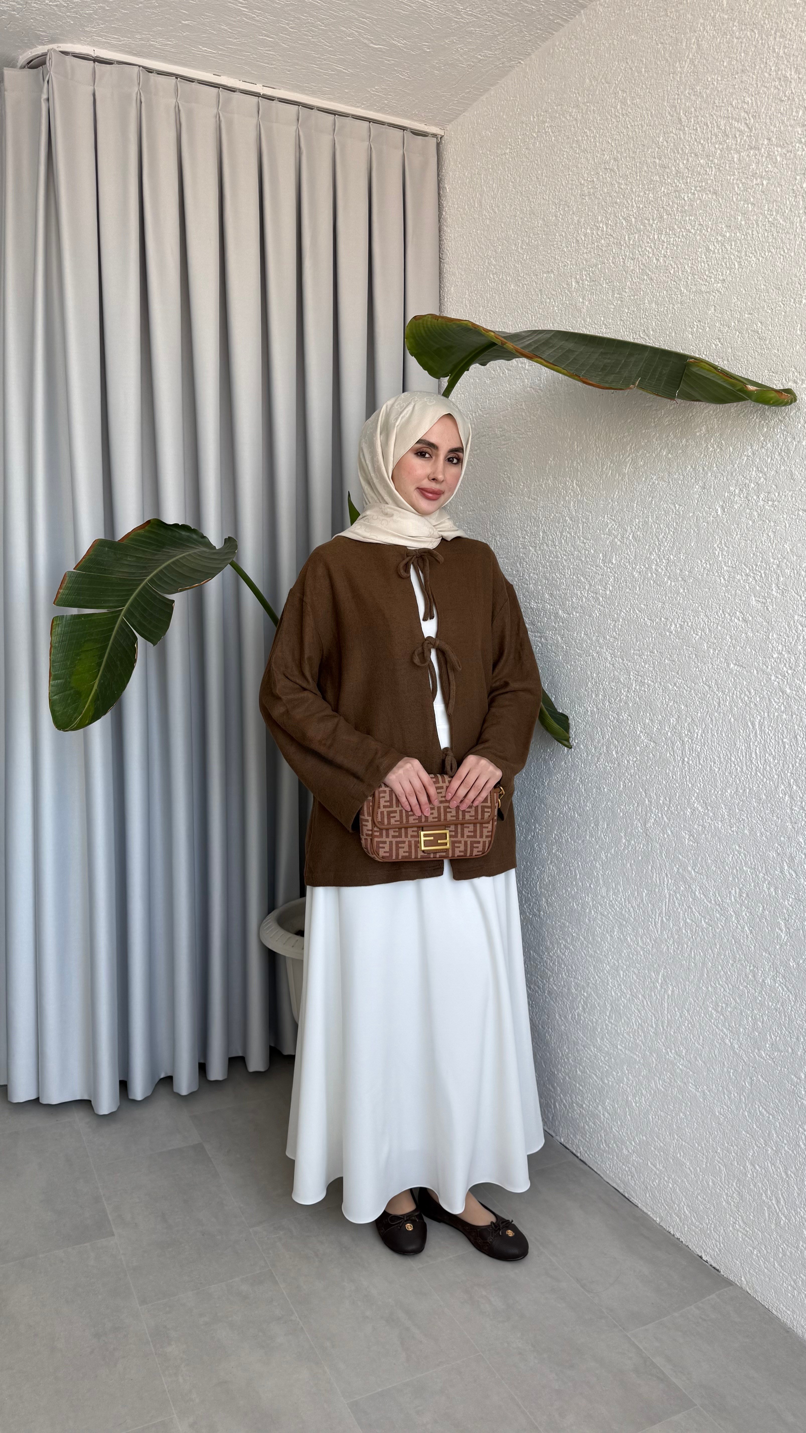 ÖNDEN BAĞLAMALI SÜPREM - KAHVE
