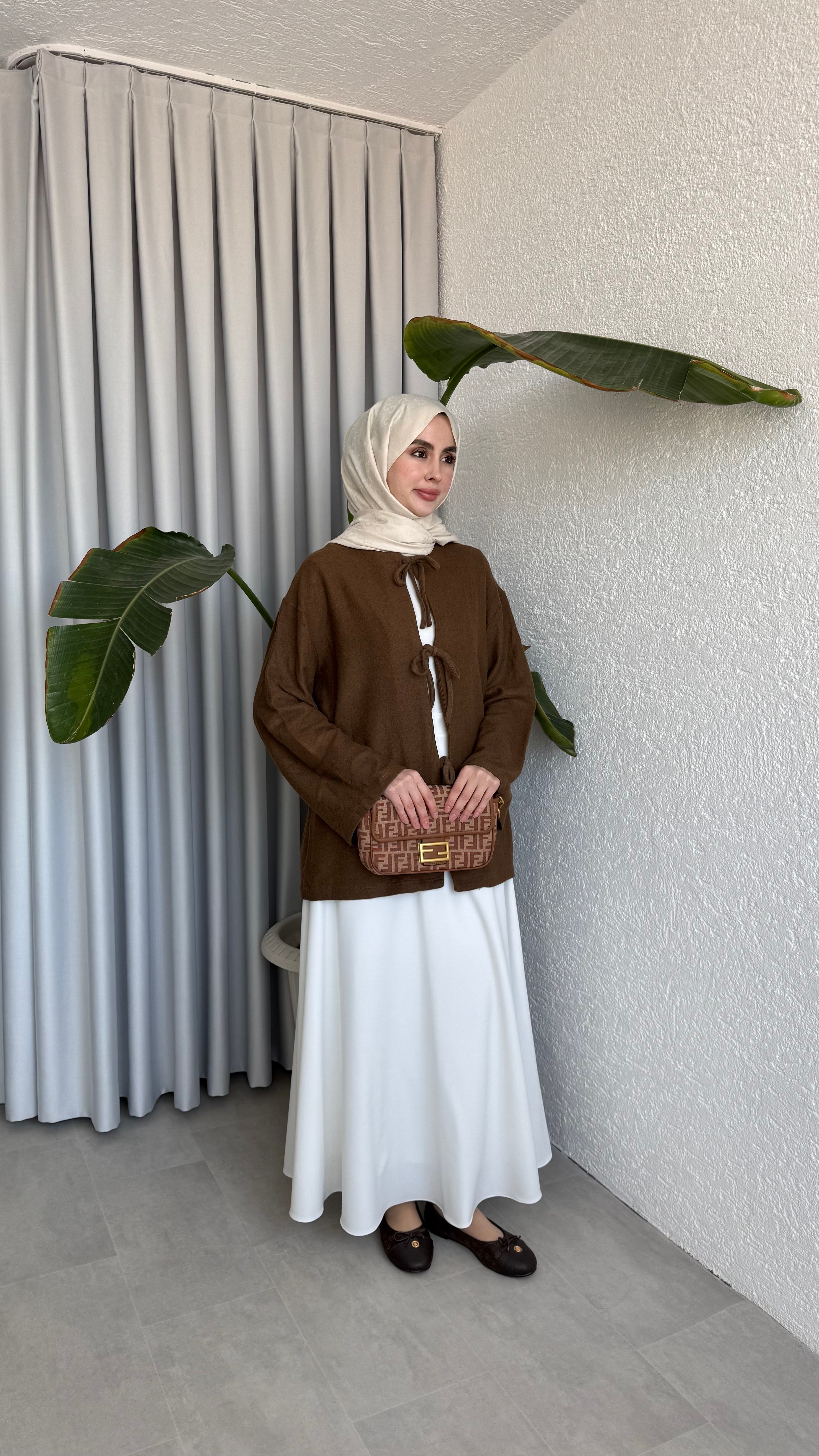 ÖNDEN BAĞLAMALI SÜPREM - KAHVE