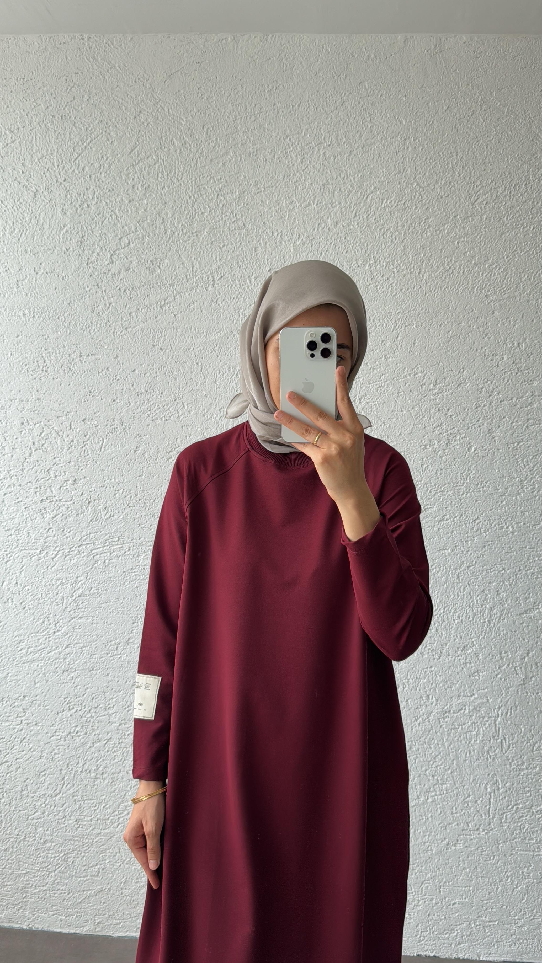 OVERSİZE UZUN RAHAT ELBİSE - BORDO