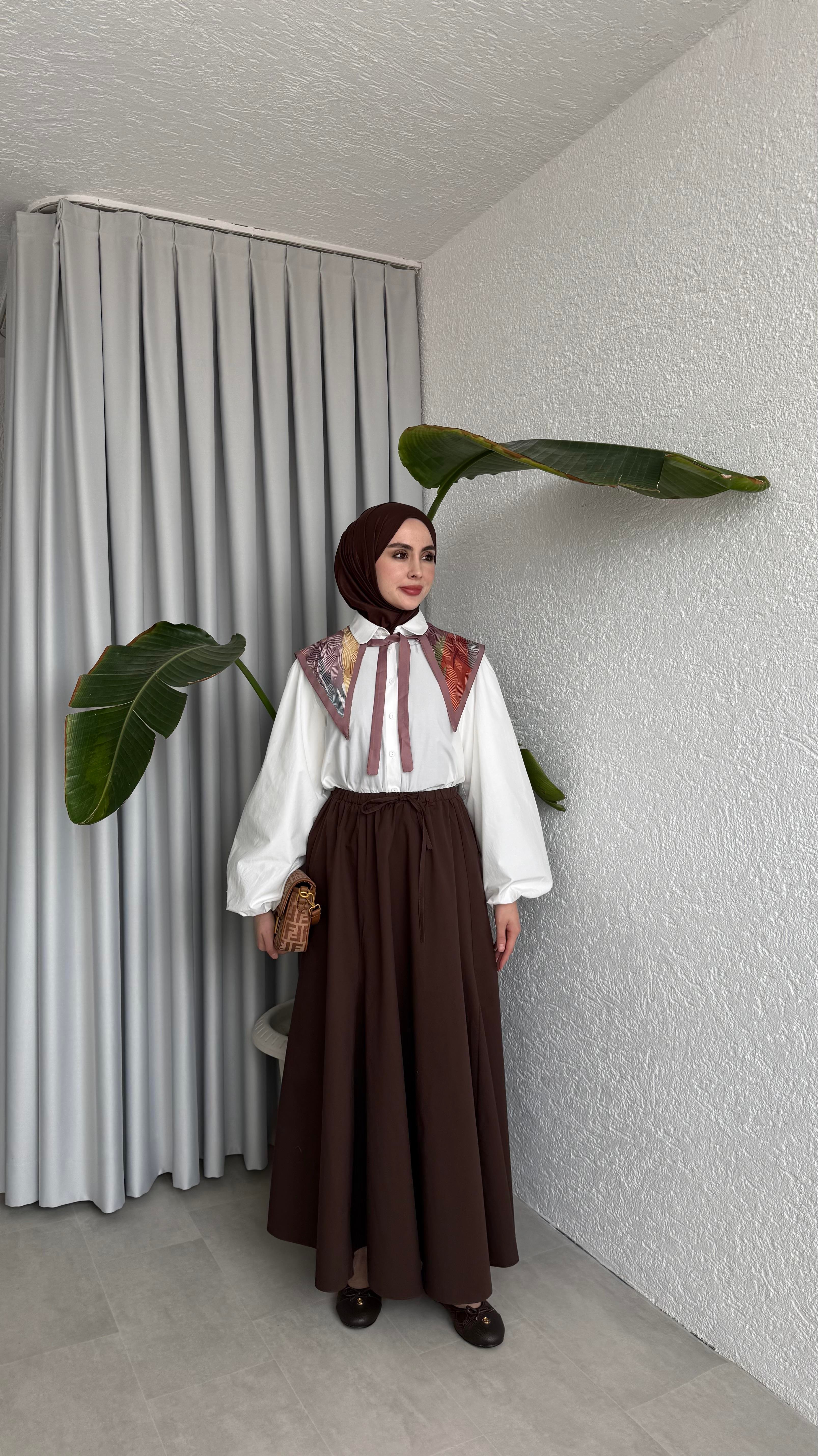 POPLİN ETEK - KAHVE