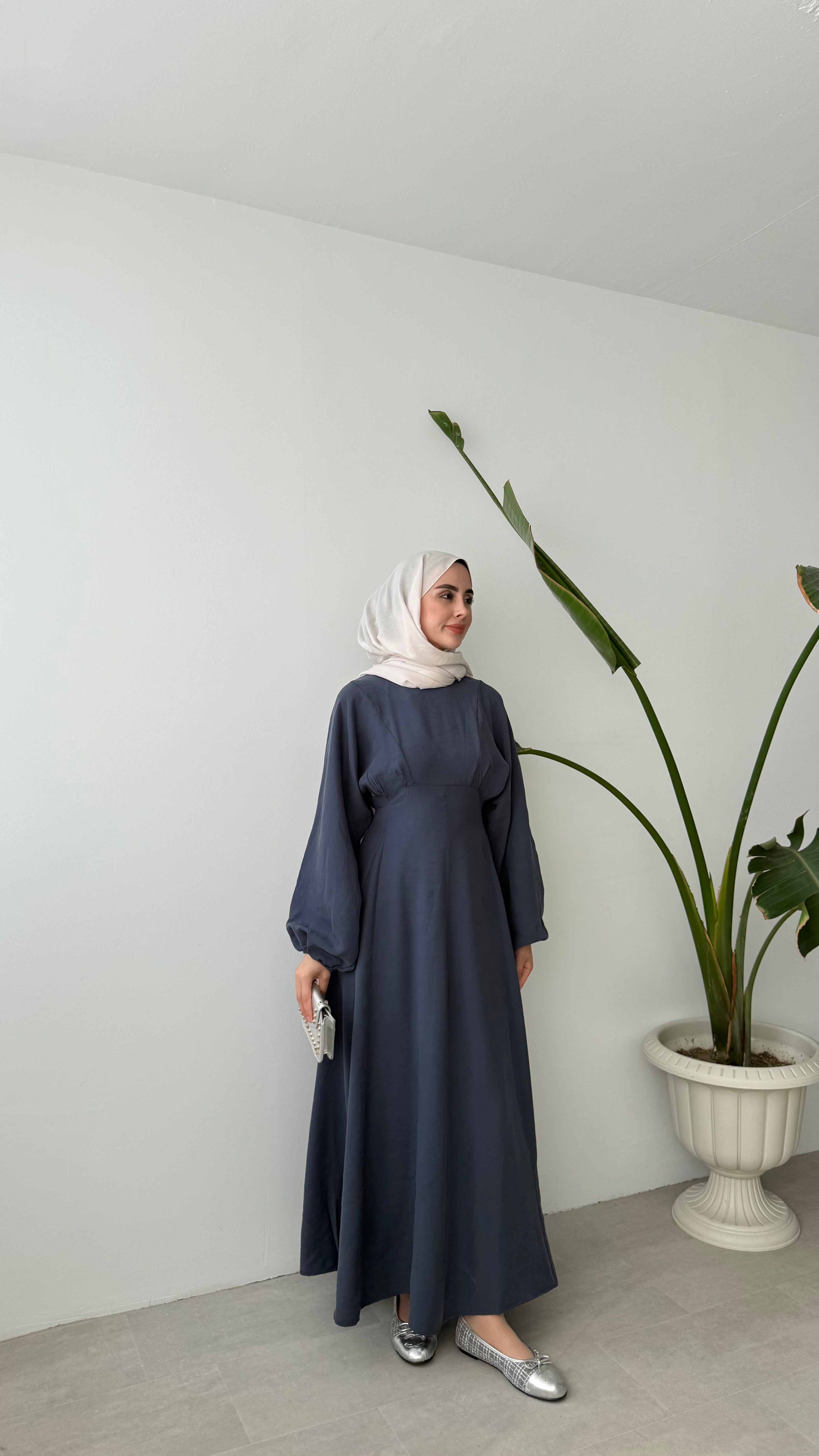 REGLAN KOL ELBİSE - LACİVERT