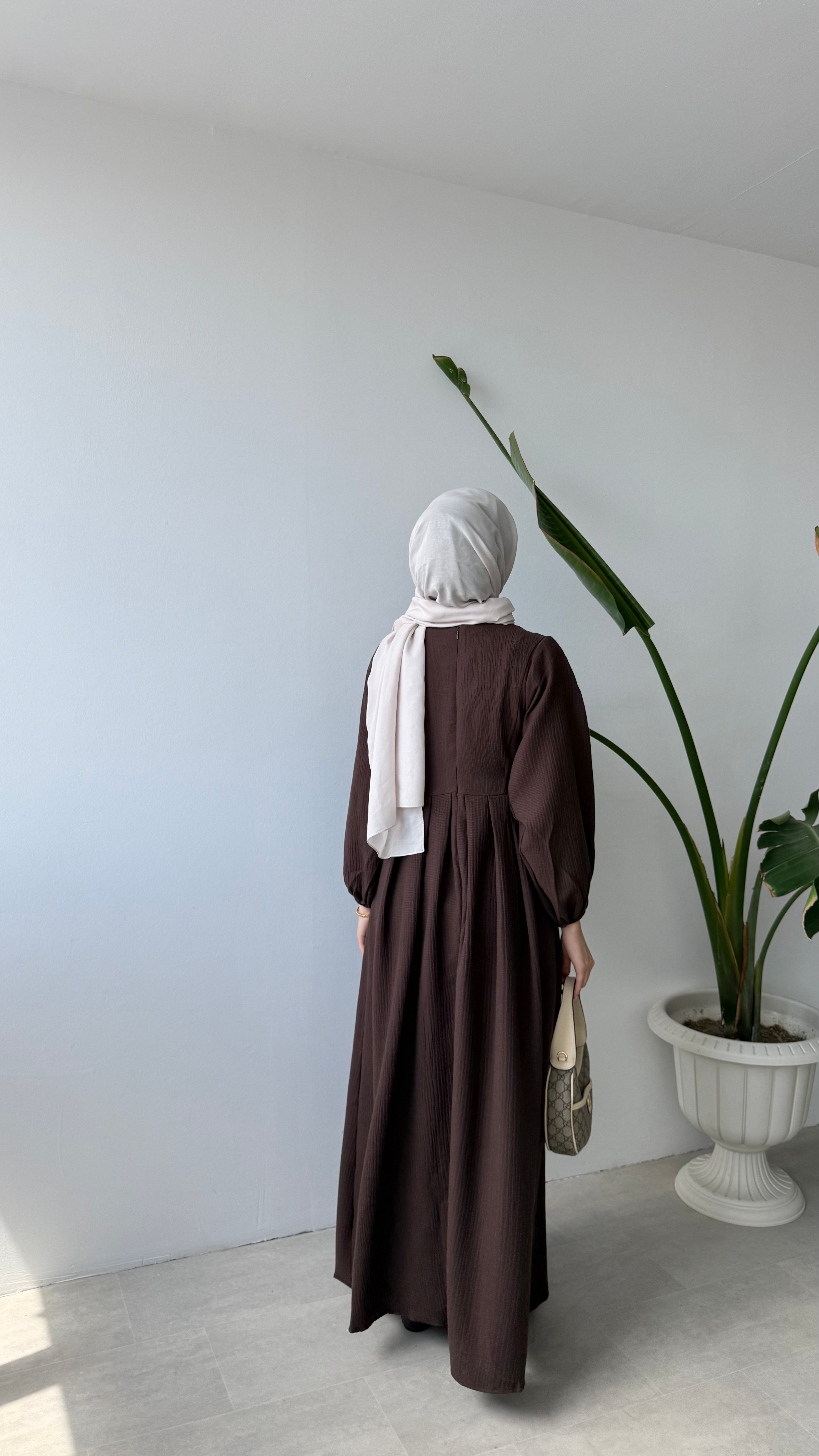 RUE YANDAN BAĞLAMALI ELBİSE - KAHVE