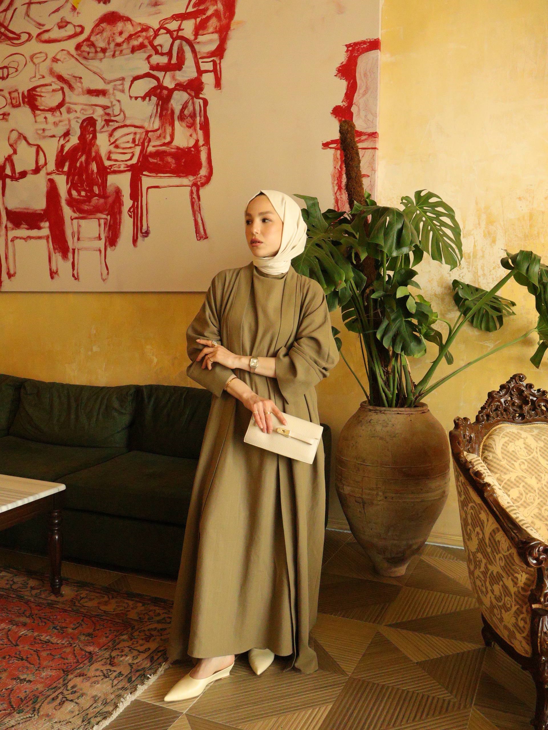 SAFA %100 KETEN ABAYA TAKIM -  HAKİ