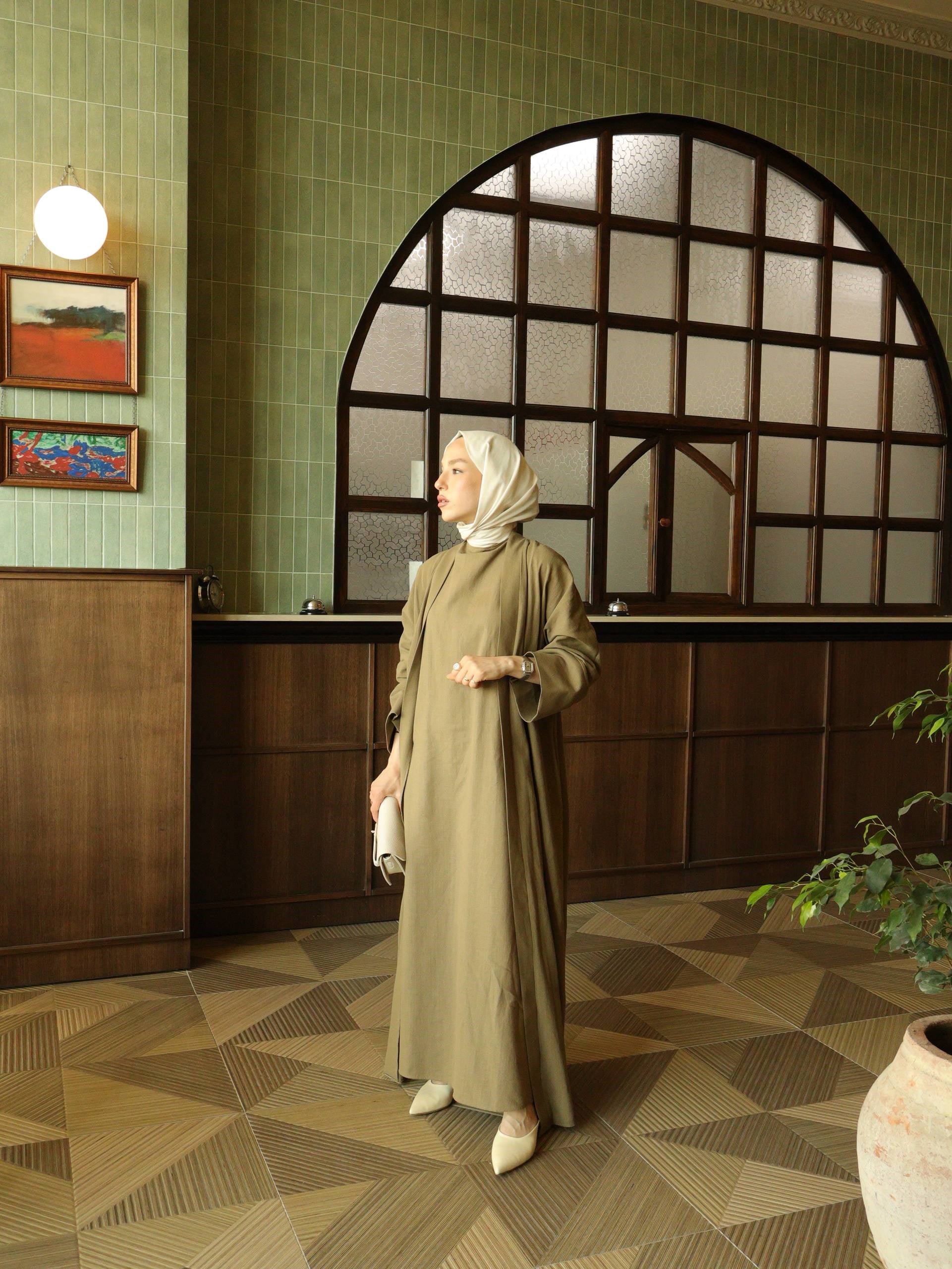 SAFA %100 KETEN ABAYA TAKIM -  HAKİ