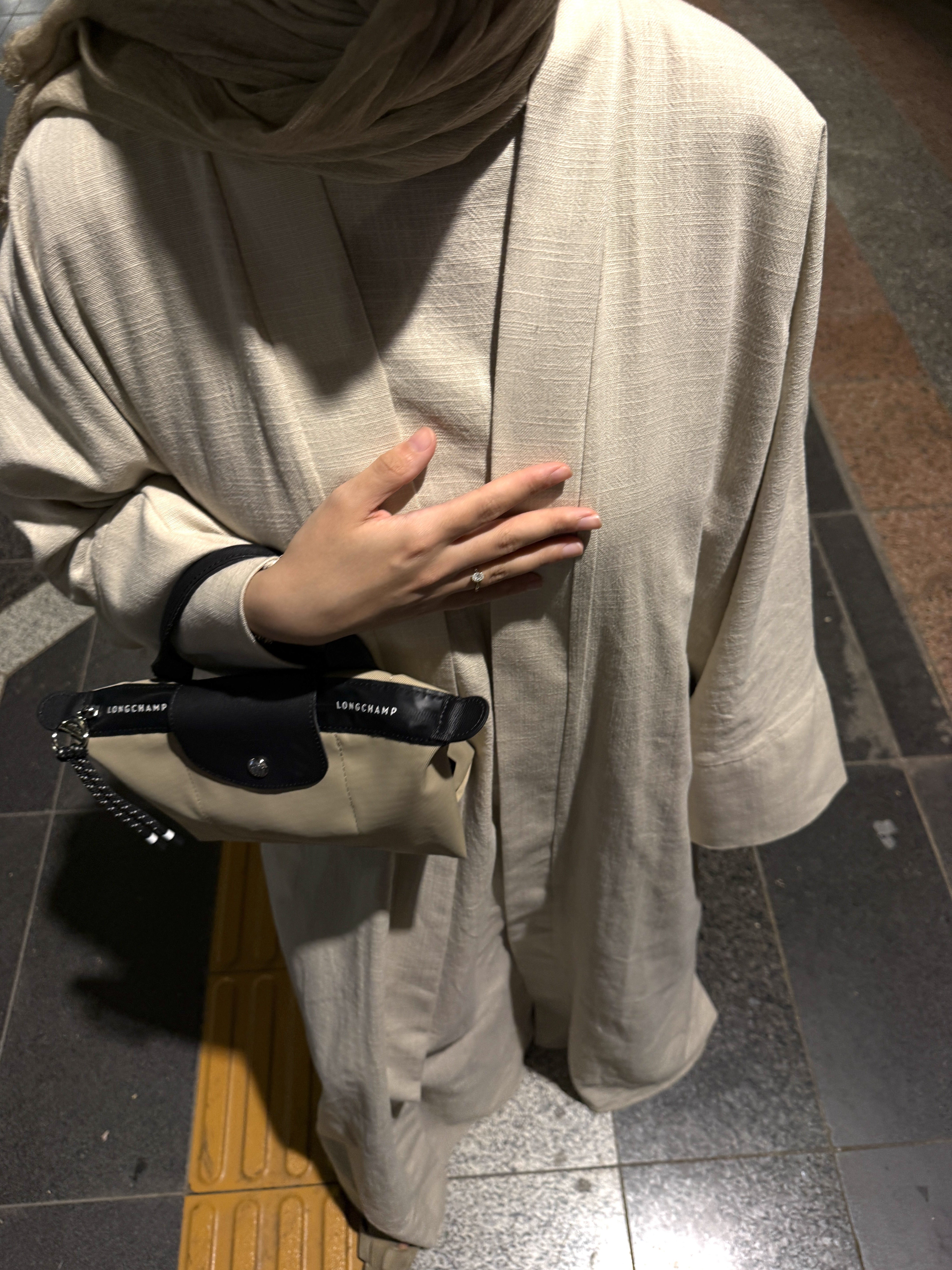 SAFA %100 KETEN ABAYA TAKIM - KUM BEJİ
