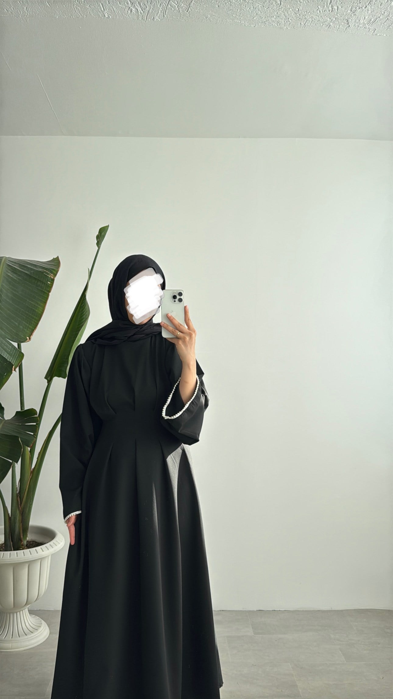 VANESA İNCİ DETAYLI ELBİSE - SİYAH