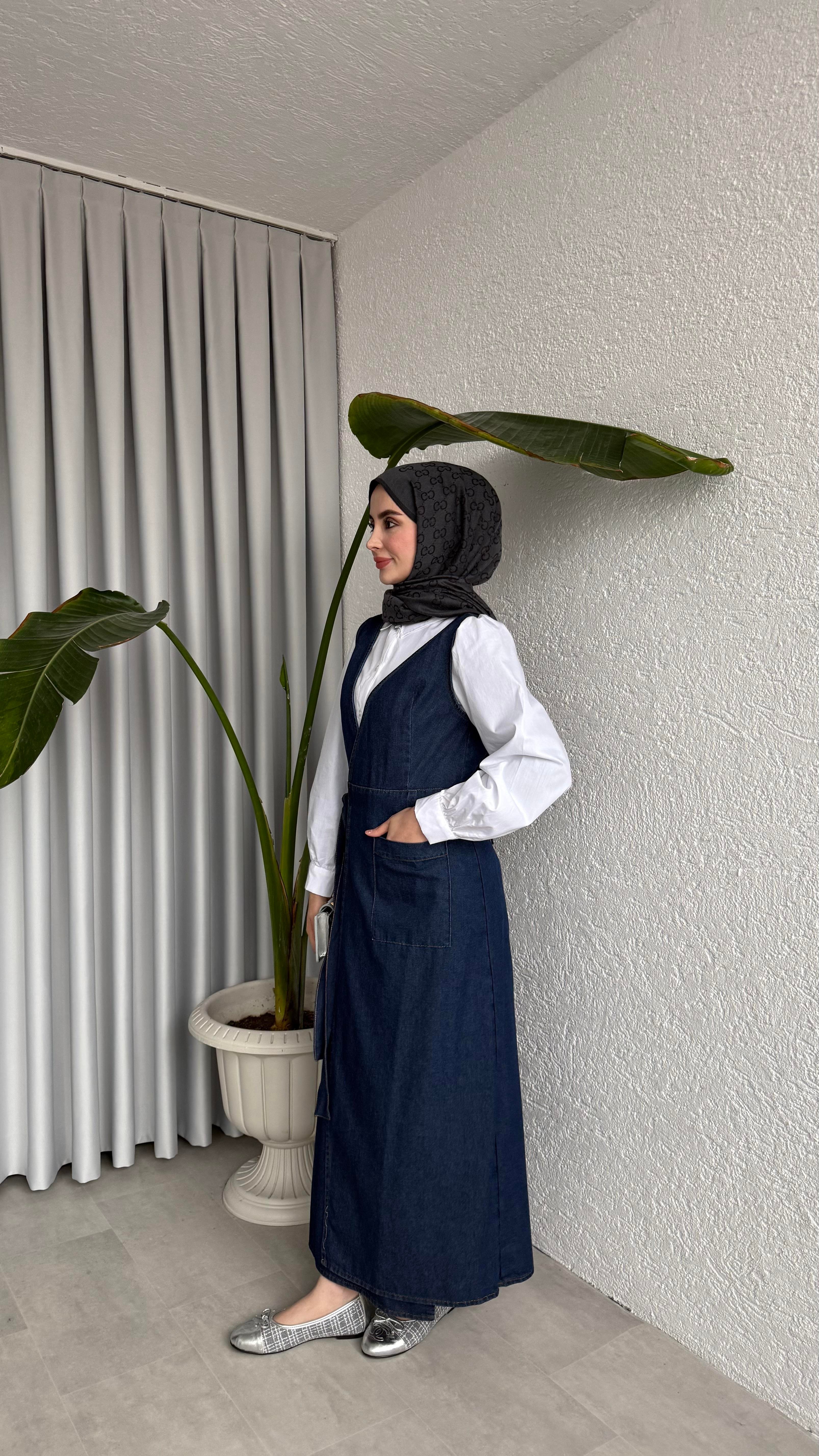 YAN BAĞLAMALI DENİM JİLE - LACİVERT