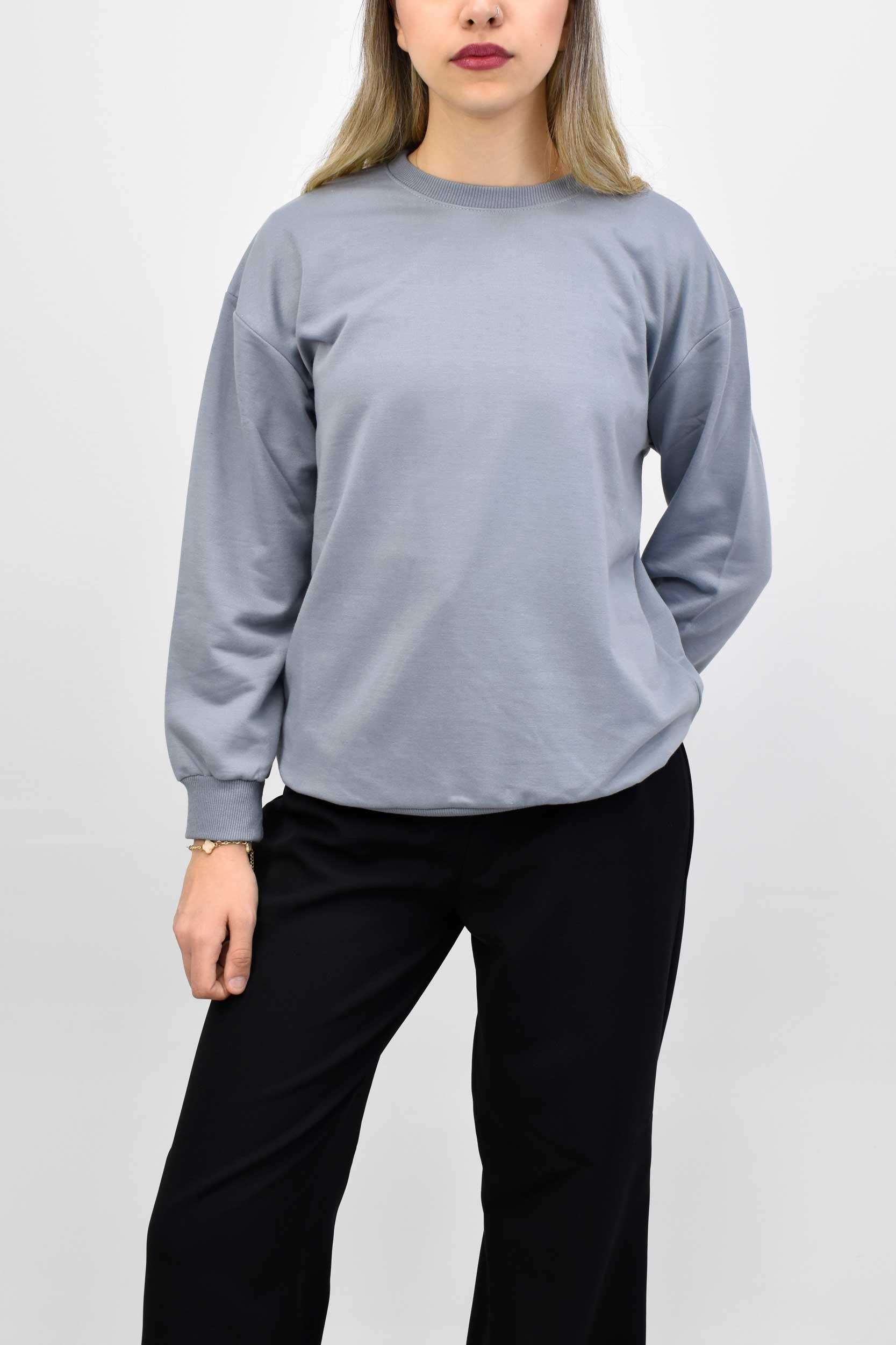 Beli Lastikli Bisiklet Yaka Sweatshirt - Gri