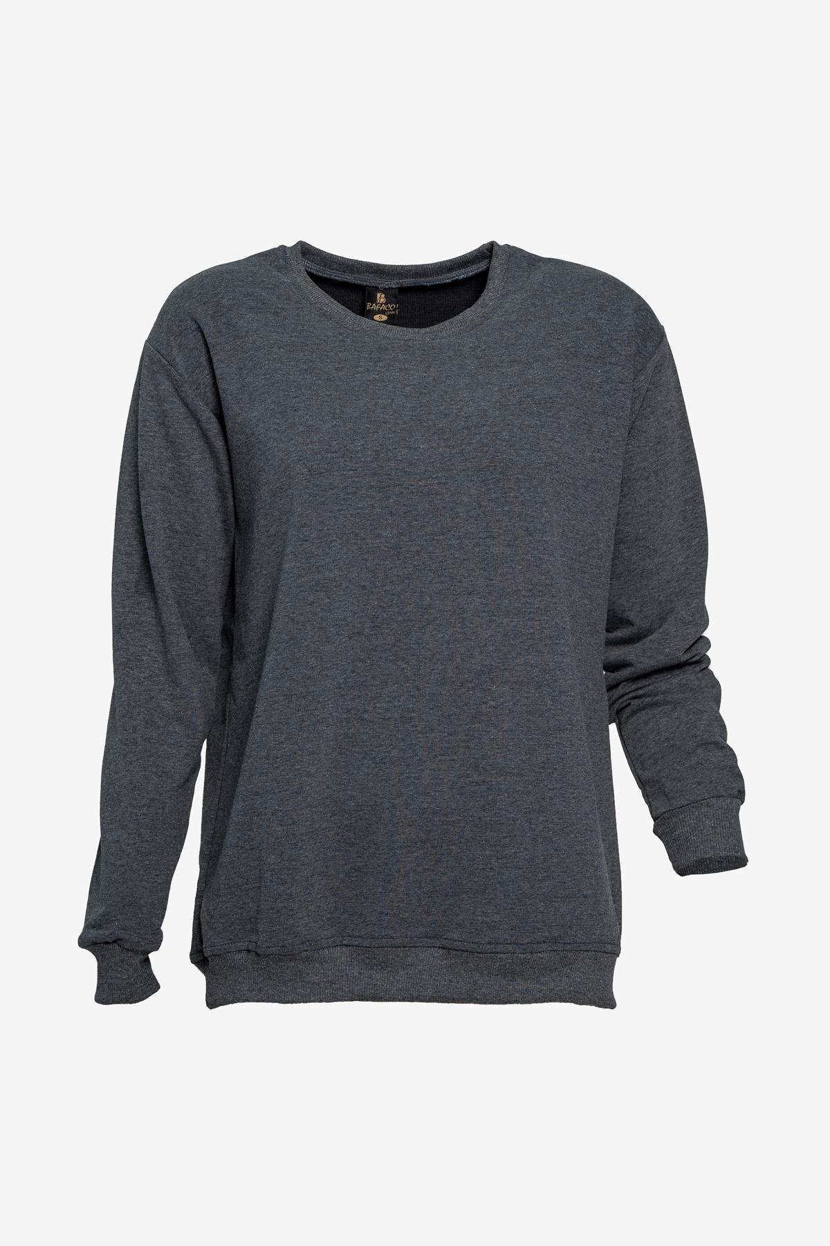 Bisiklet Yaka Basic Sweatshirt - Antrasit