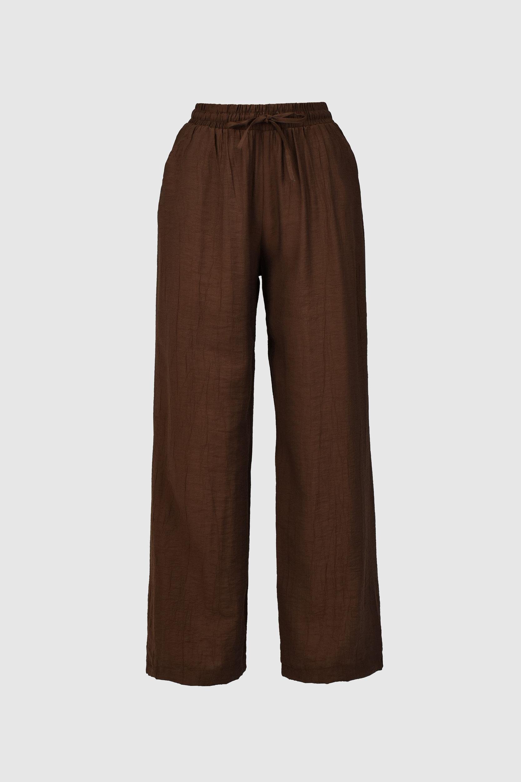 Çilek Kumaş Yazlık Pantolon -Kahve