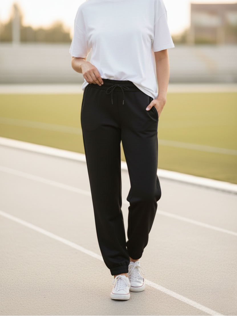 Modal Kumaş Lastik Paça Cepli Eşofman Altı - Siyah