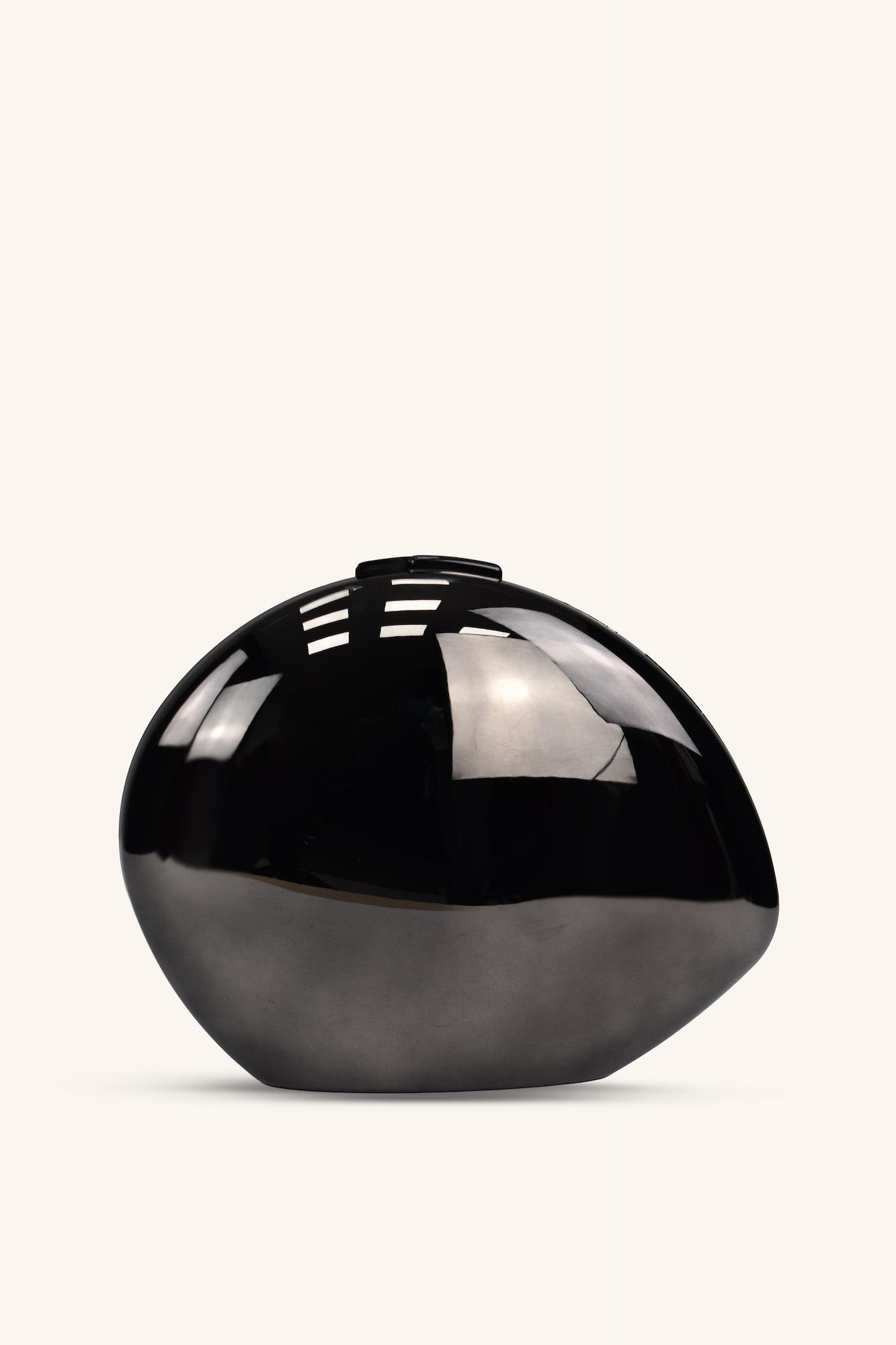 Parlak Metal Abiye Çanta - Siyah