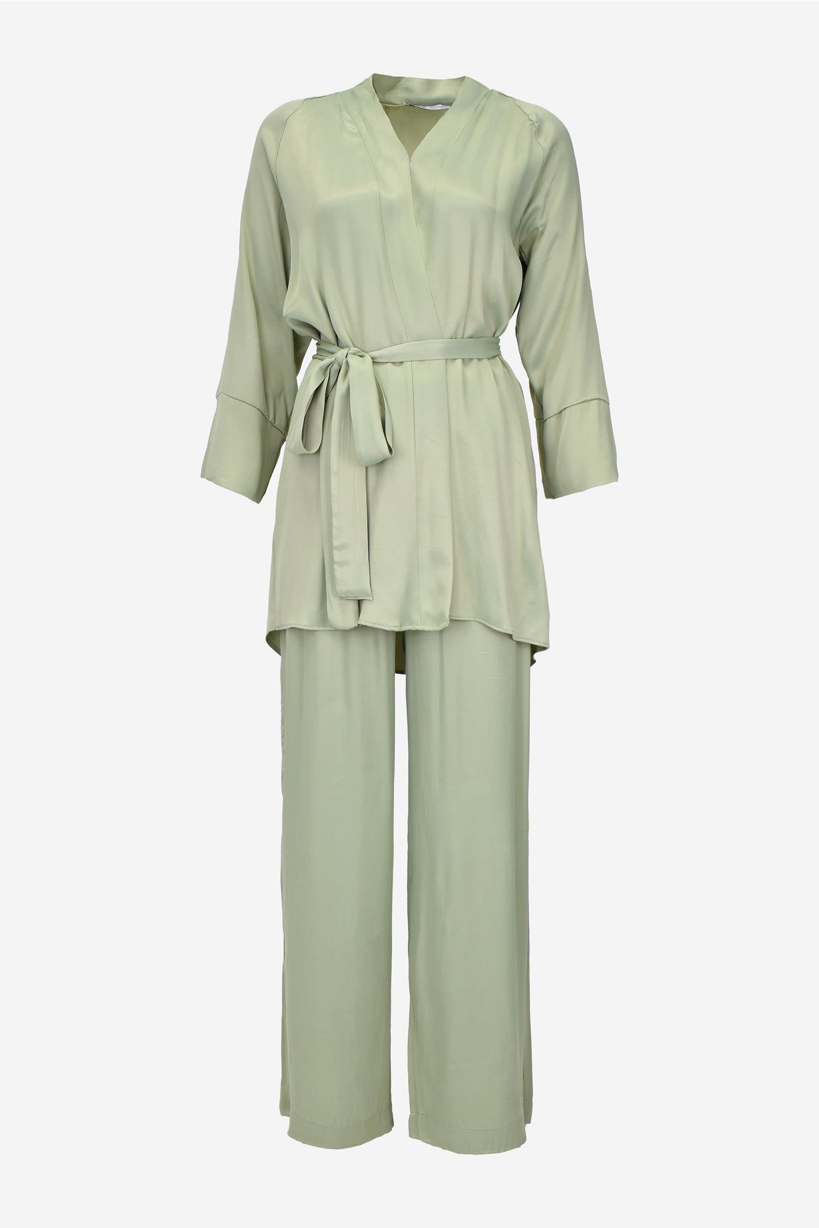 Saten Kimona Takım -Yeşil