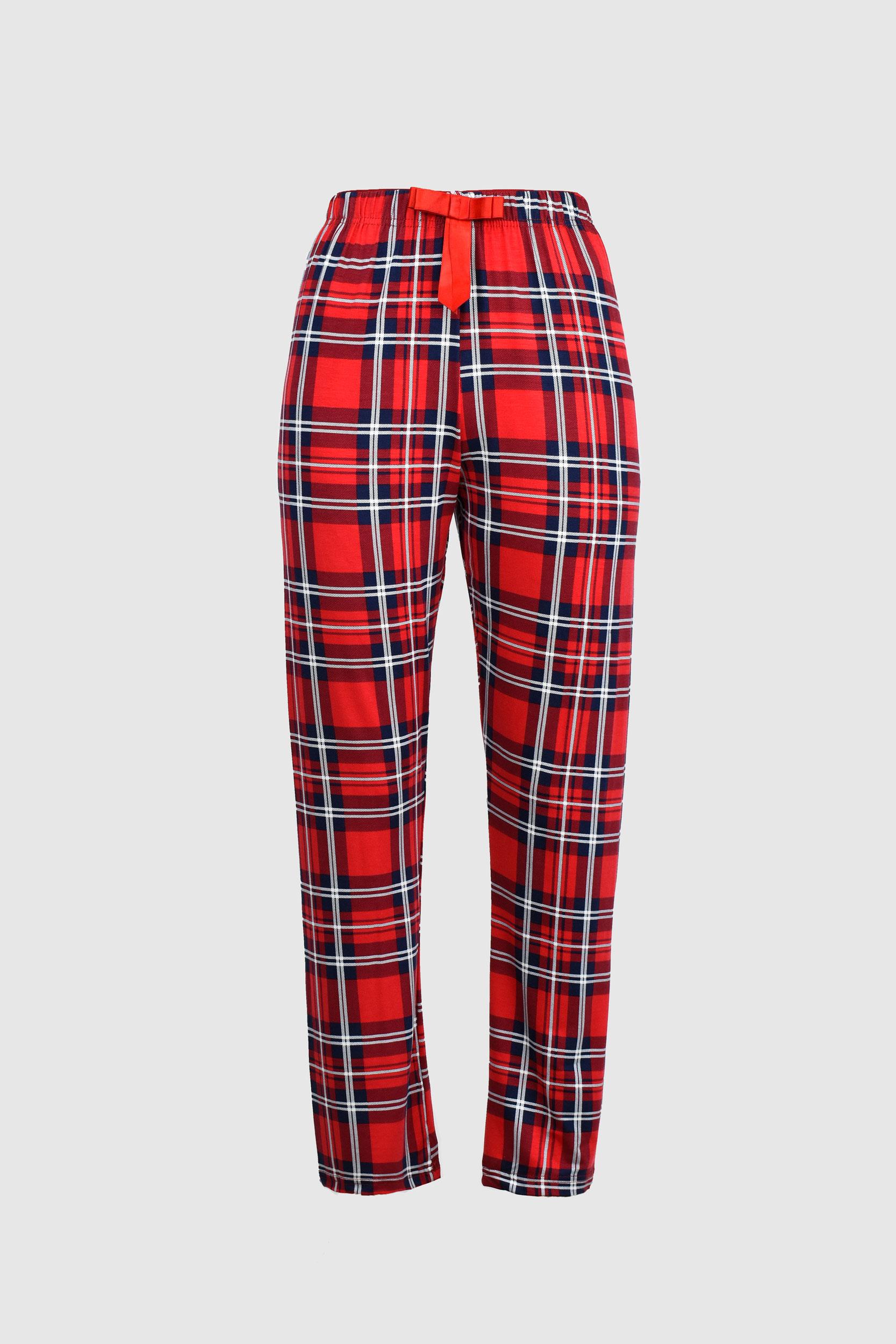 Uzun Kareli Kırmızı Alt Pijama