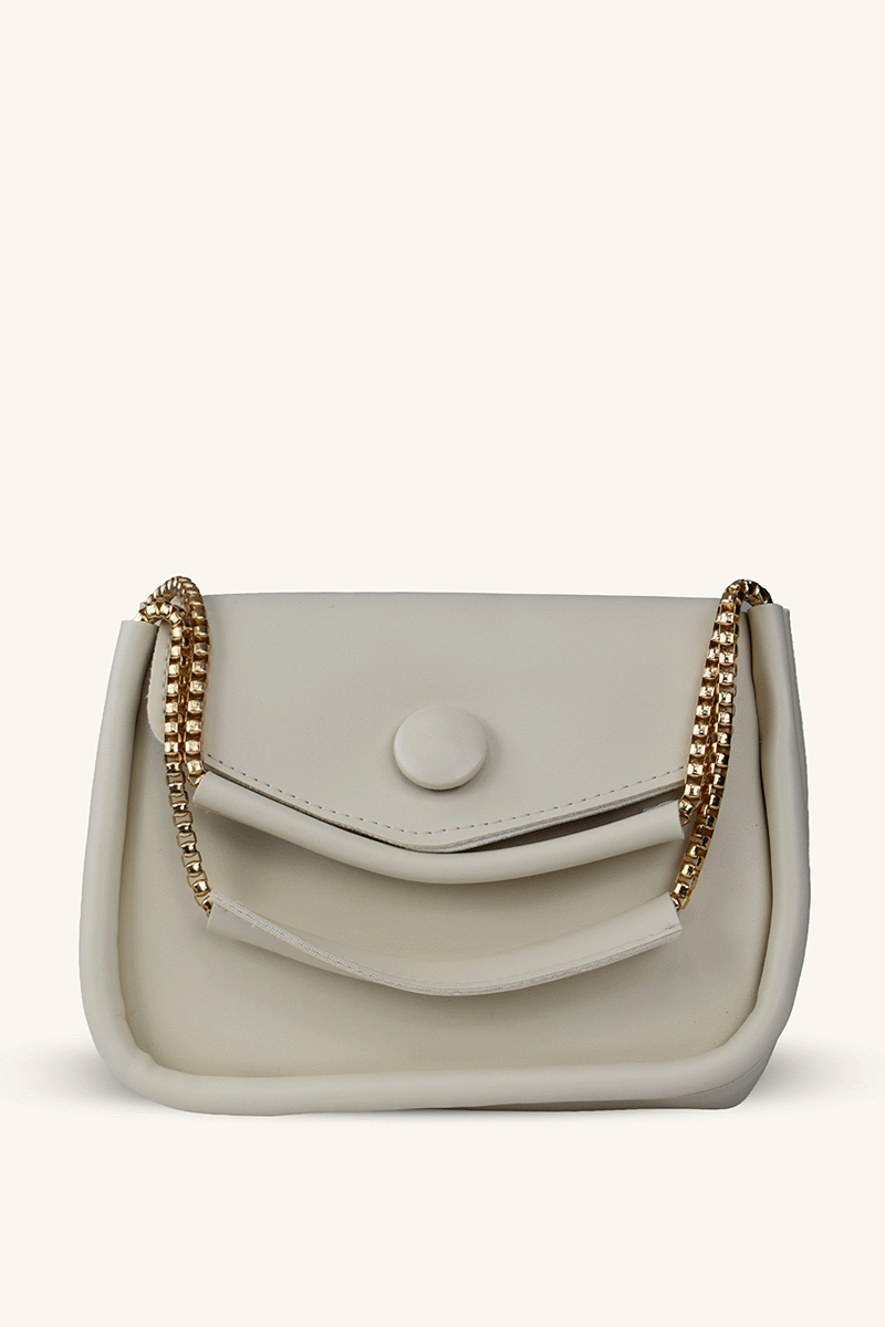 Zincir Askılı Mini El ve Omuz Çantası - Krem