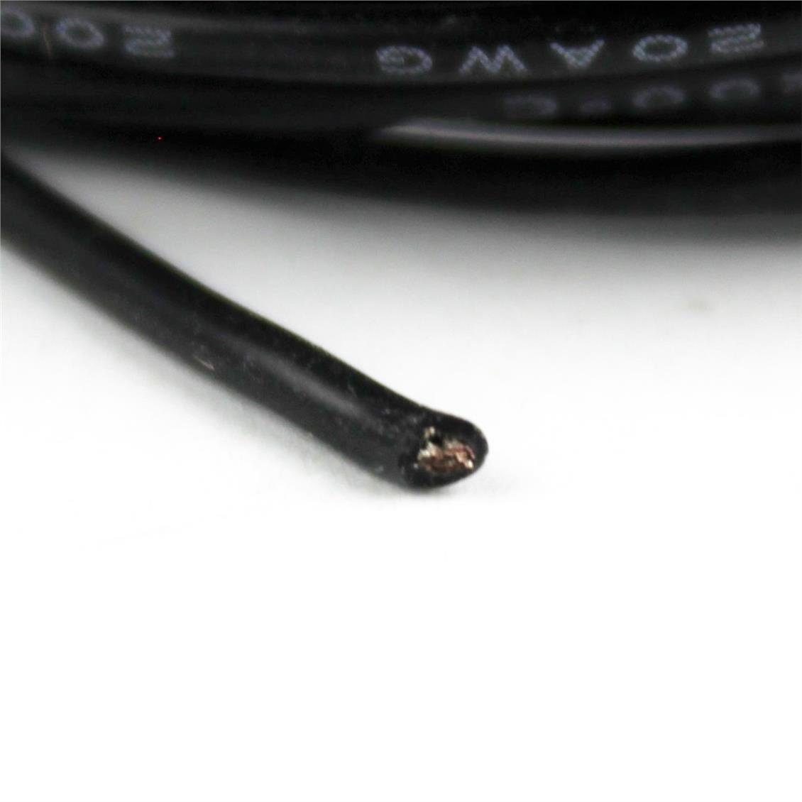 20 AWG / 0.50 mm. Silikon Kablo, Siyah, 2 Metre