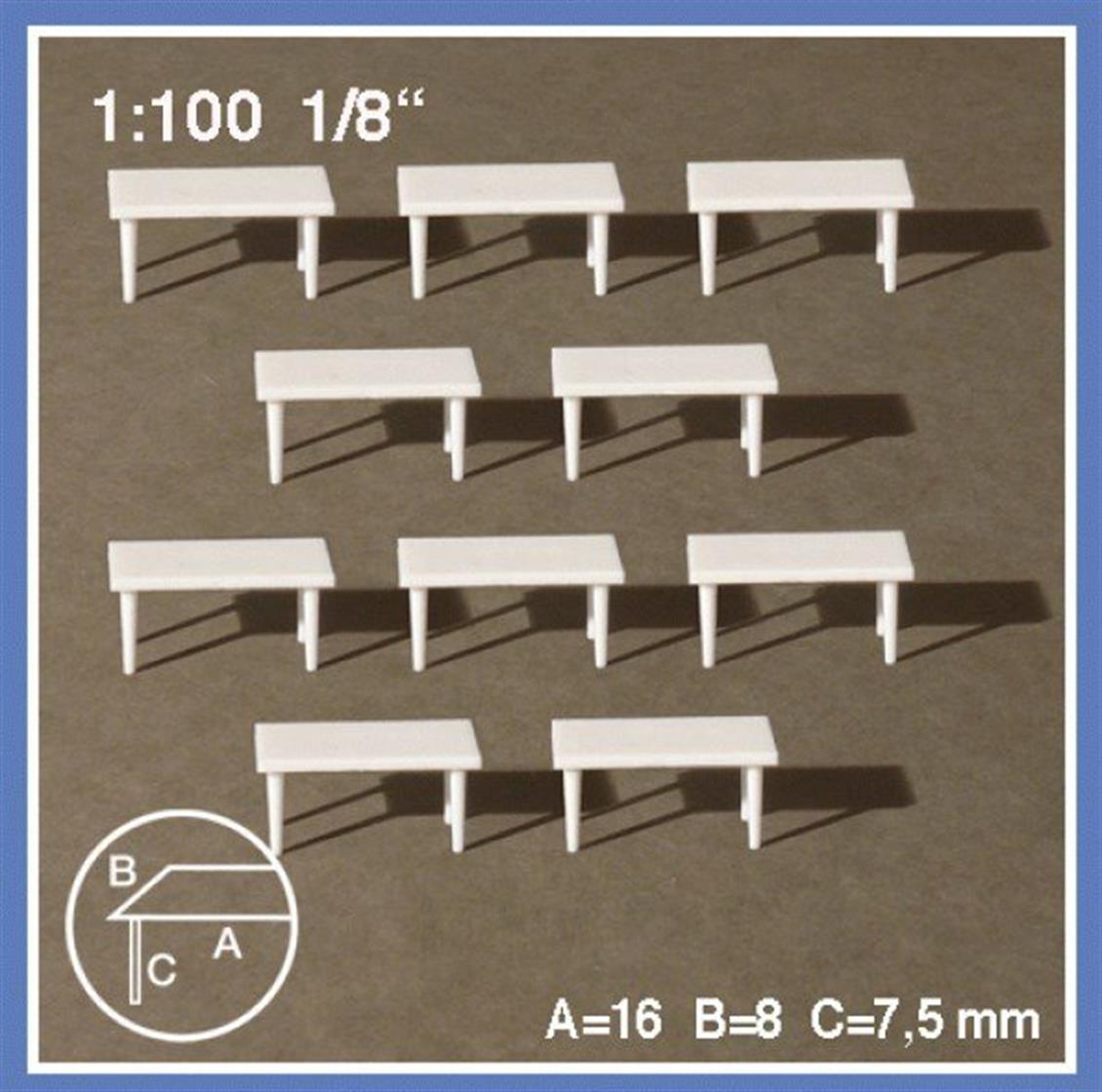 546020 1/100-DIKDÖRTGEN MASA-BEYAZ-10 ADET