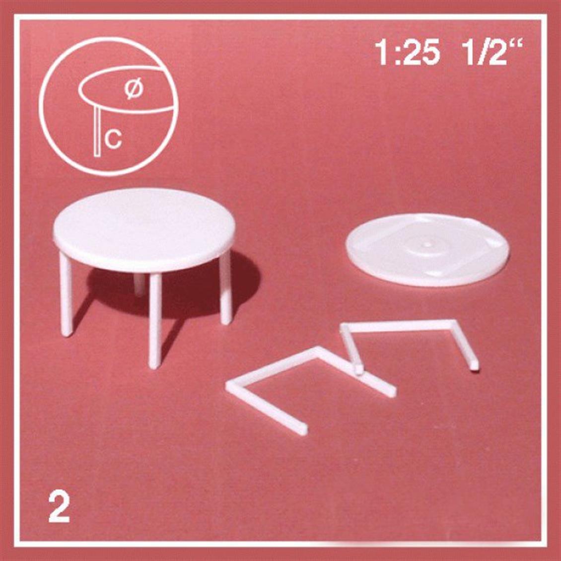 5720040 1/25 YUVARLAK MASA-40 MM-BEYAZ-2 ADET