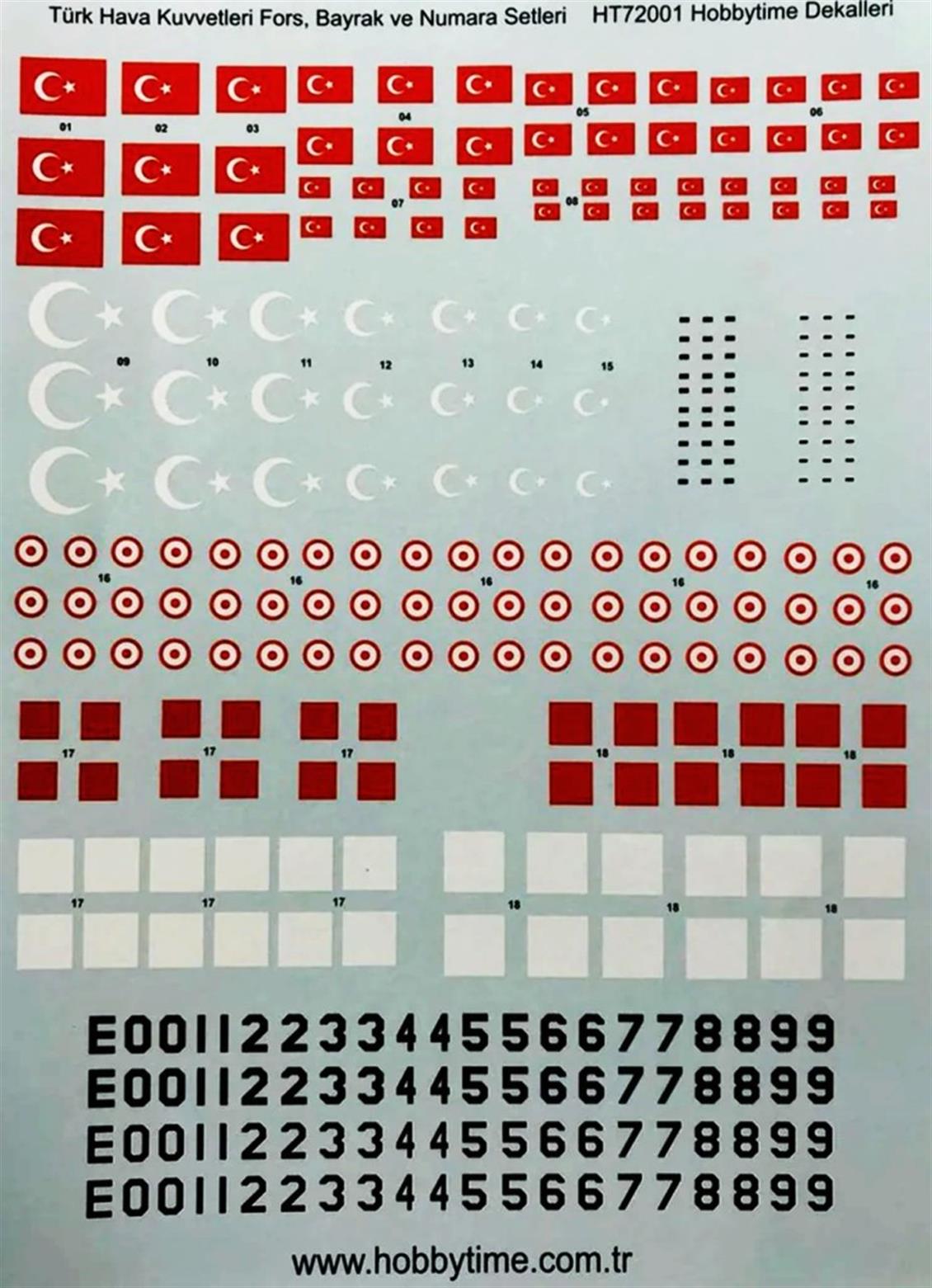 72001 1/72 TÜRK HAVA KUVVETLERİ DECAL SETİ