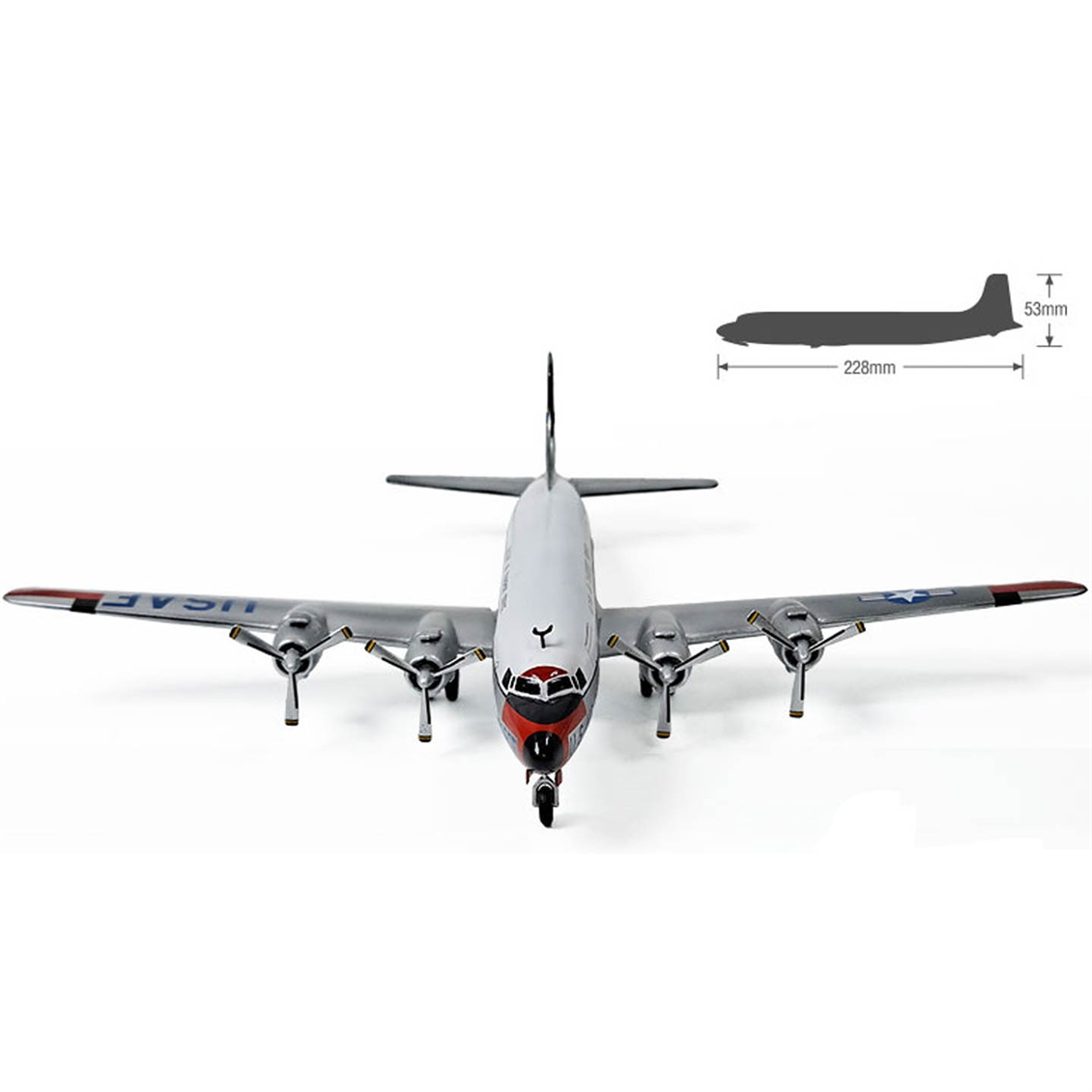 Academy 12634 1/144 USAF C-118 Liftmaster (DC-6) Askeri Kargo Uçağı, Plastik Model Kiti