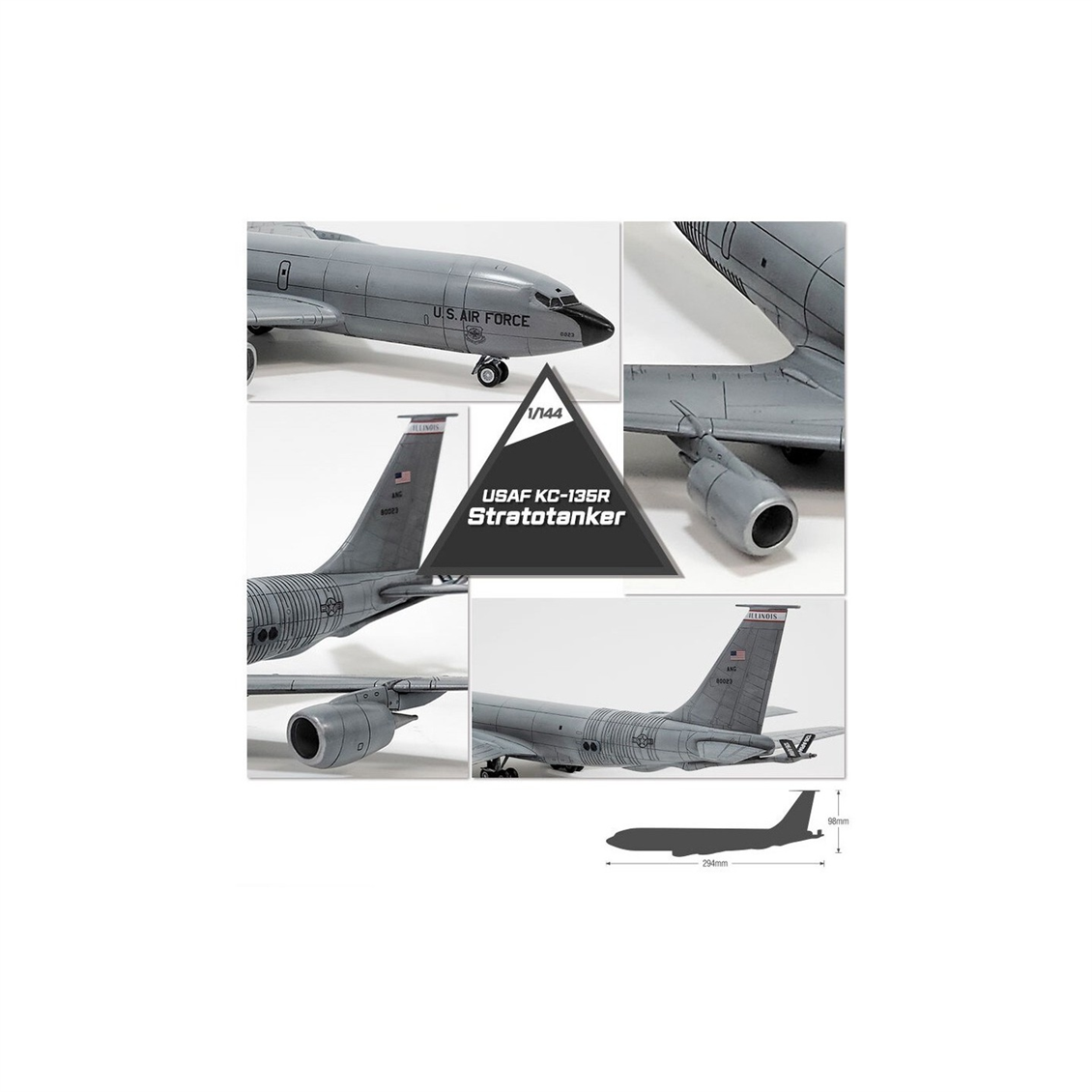 Academy 12638 1/144 USAF KC-135R Stratotanker, Yakıt İkmal Uçağı, Plastik Model Kiti