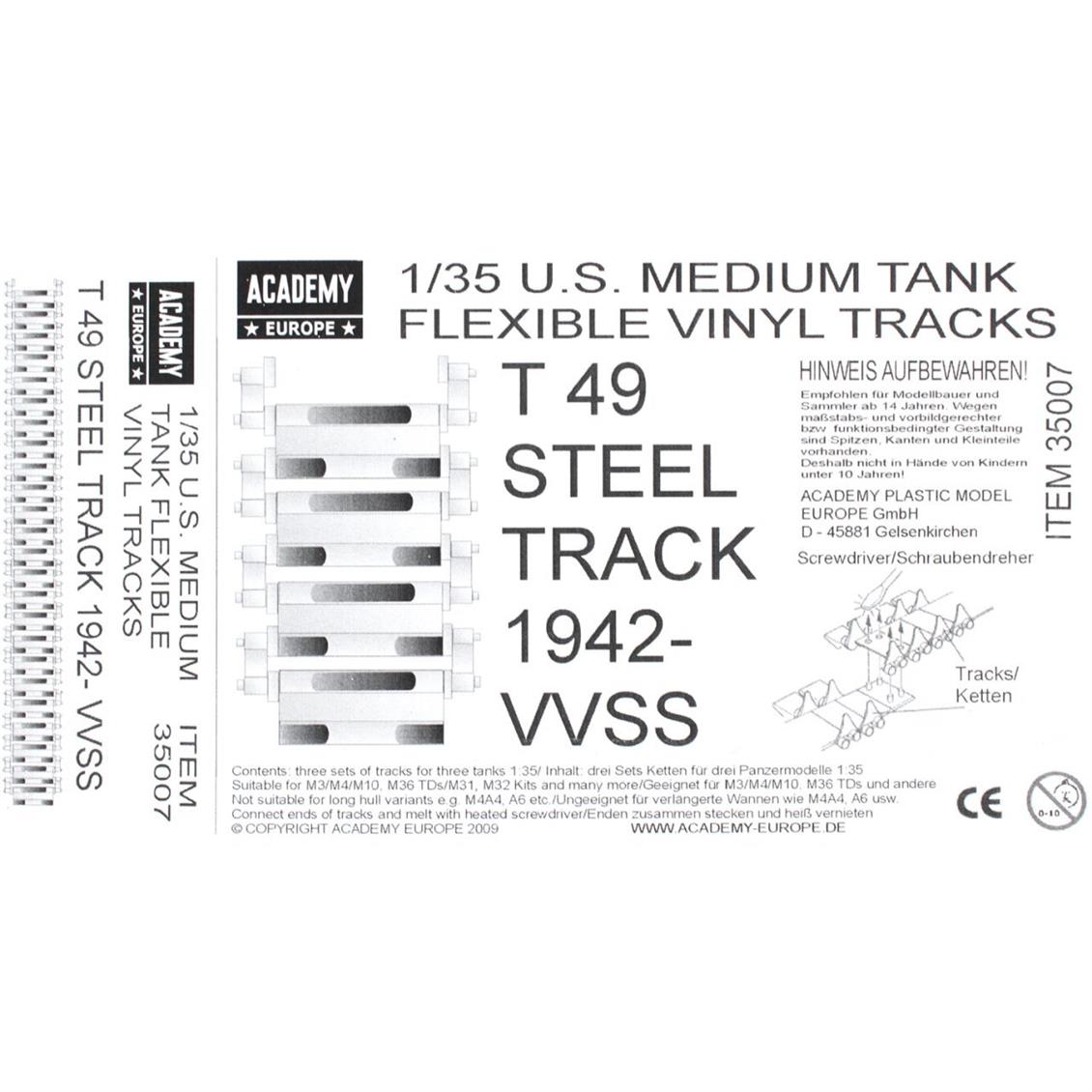 Academy 1/35 T49 Çelik Tank Palet Seti 1942-VVSS