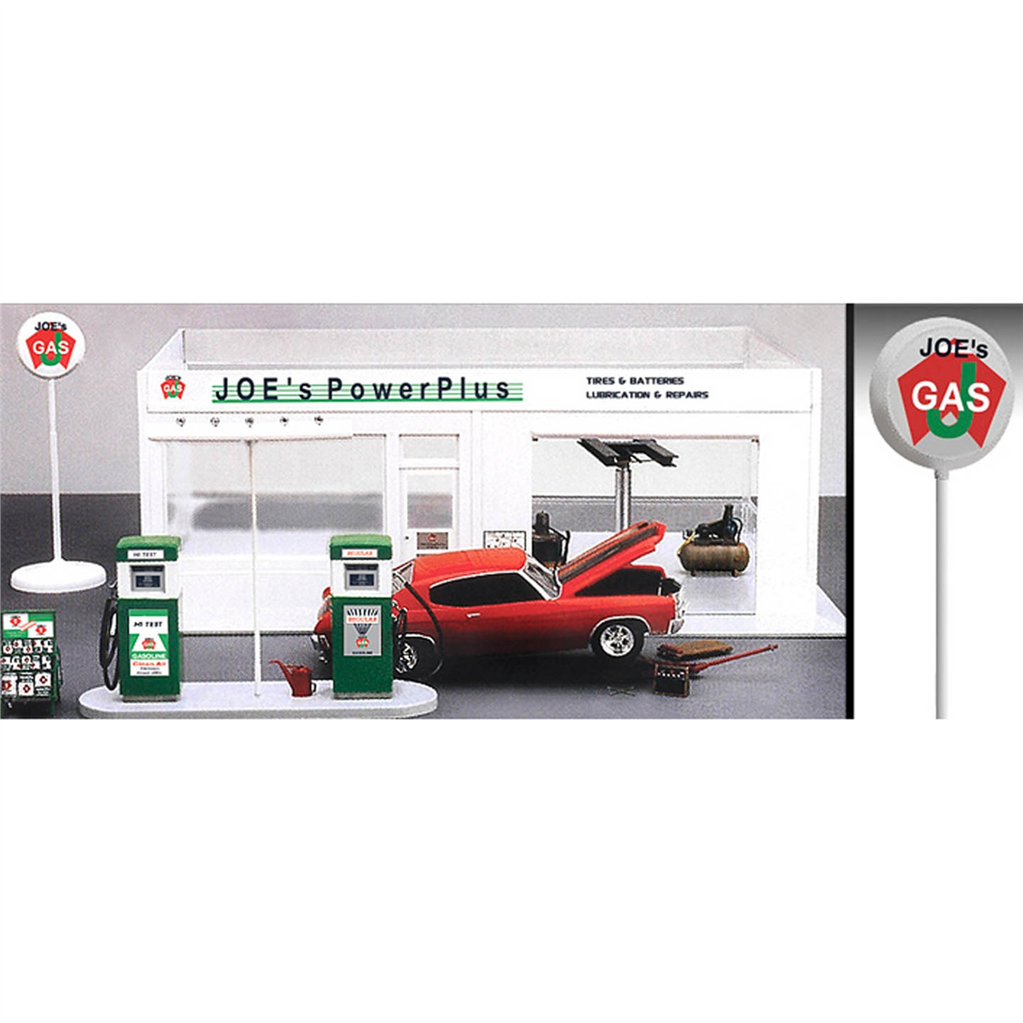 Academy 15122 1/24 Joe's Power Plus Benzin İstasyonu LE:, Plastik Model Kiti