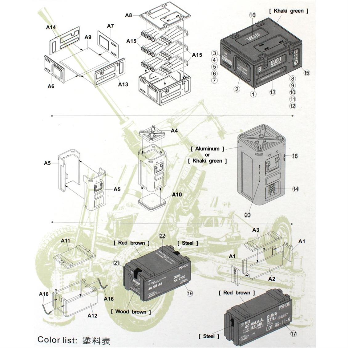 AFV Club AF35189 1/35 Bofors & M42 Uçaksavar Mühimmat ve Aksesuar Demonte Plastik Maketi Seti