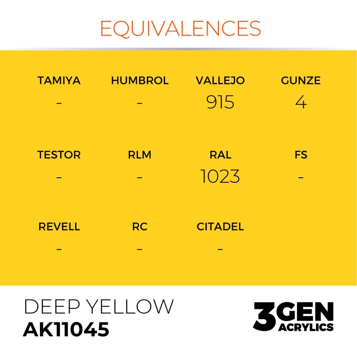 AK 11045 17 ml. Deep Yellow, 3GEN Akrilik Model Boyası
