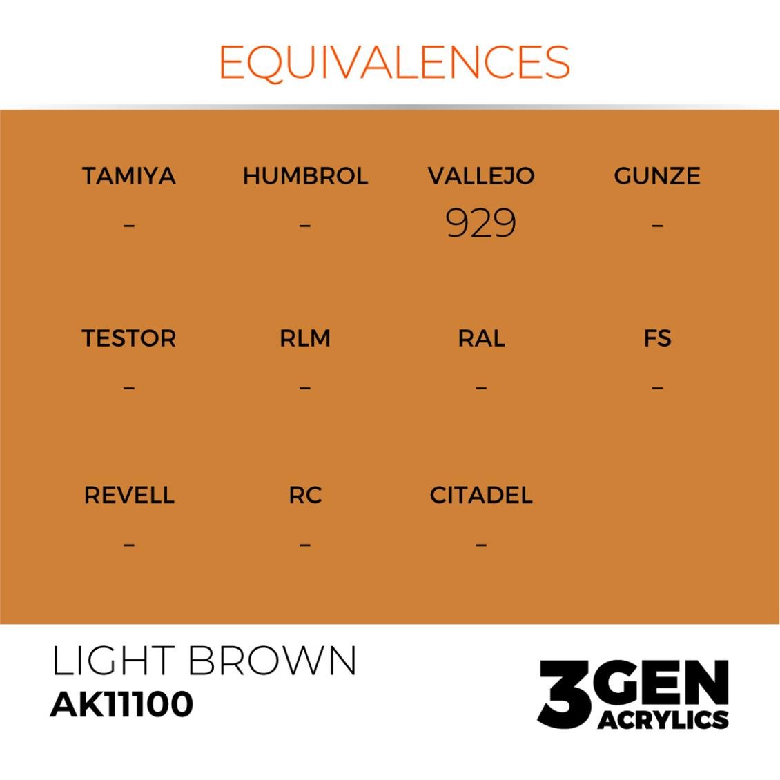 AK 11100 17 ml. Light Brown, 3GEN Akrilik Model Boyası