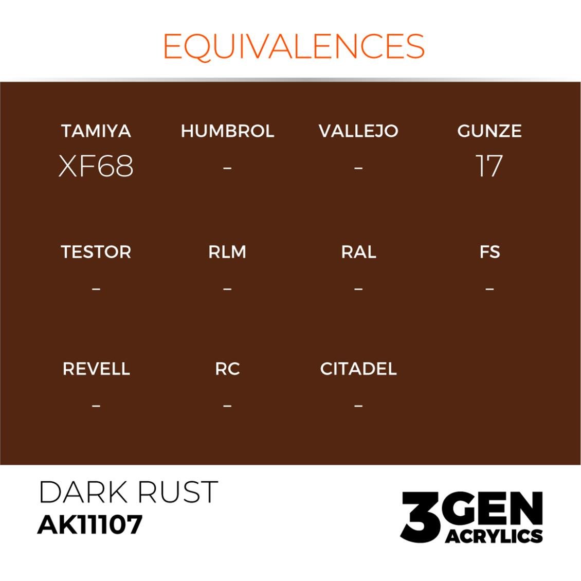 AK 11107 17 ml. Dark Rust, 3GEN Akrilik Model Boyası