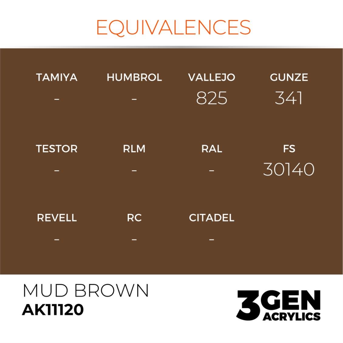AK 11120 17 ml. Mud Brown, 3GEN Akrilik Model Boyası
