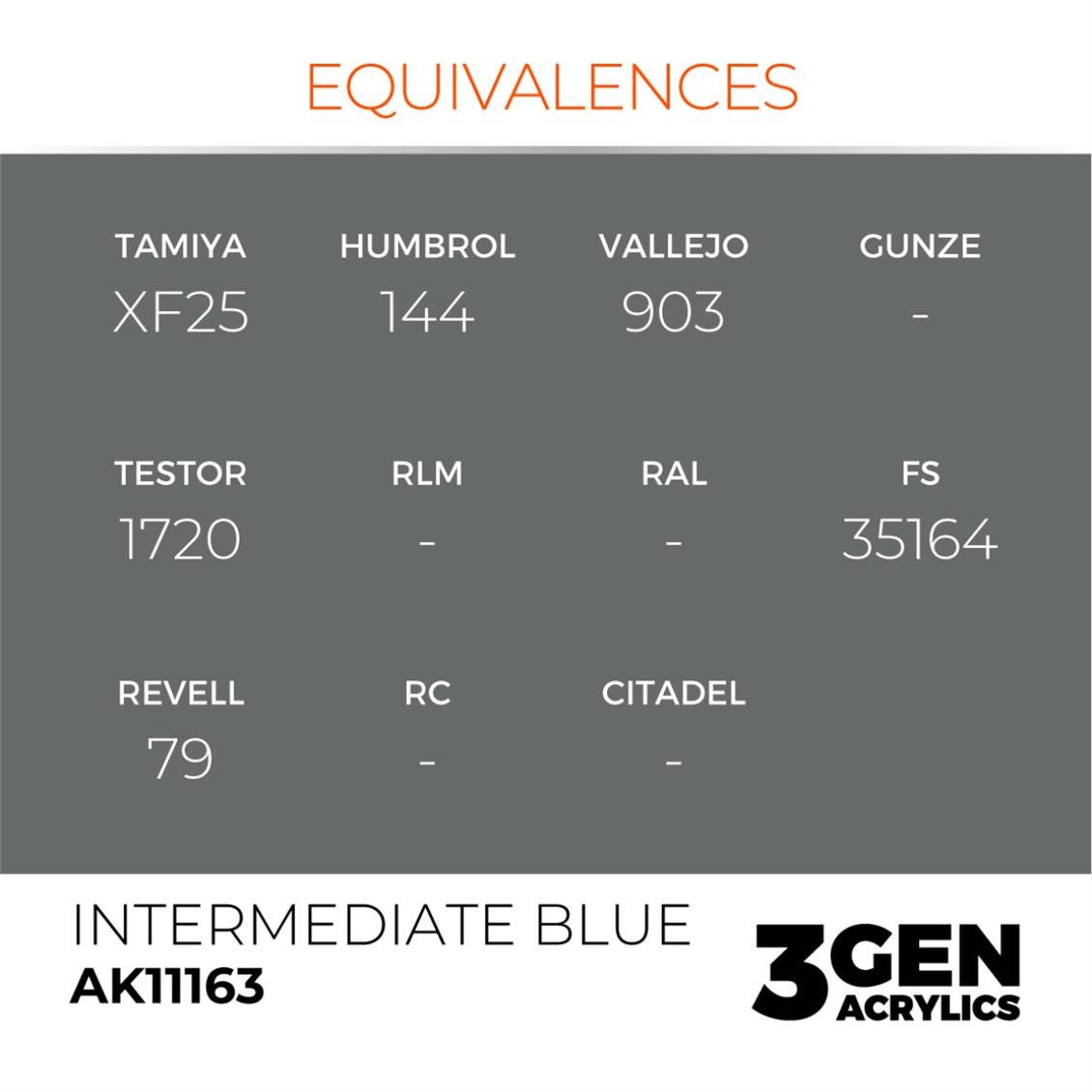 AK 11163 17 ml. Intermediate Blue, 3GEN Akrilik Model Boyası