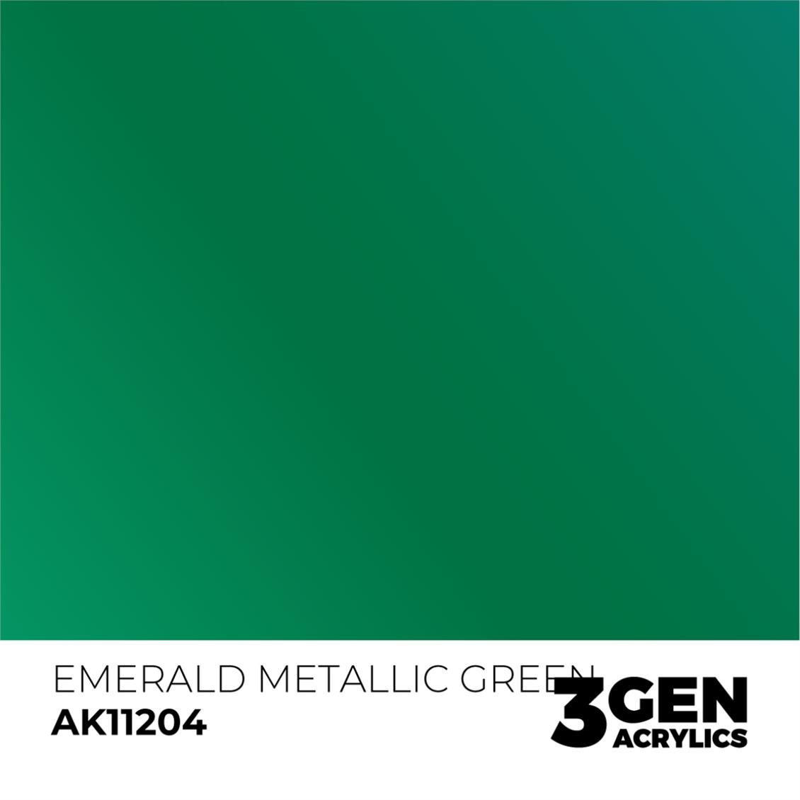 AK 11204 17 ml. Emerald Metallic Green, 3GEN Akrilik Model Boyası