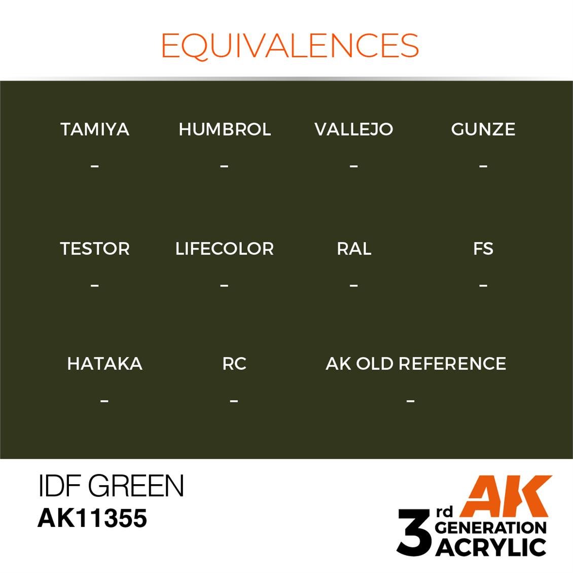 AK 11355 17 ml. IDF Green, AFV Serisi 3GEN Akrilik Model Boyası