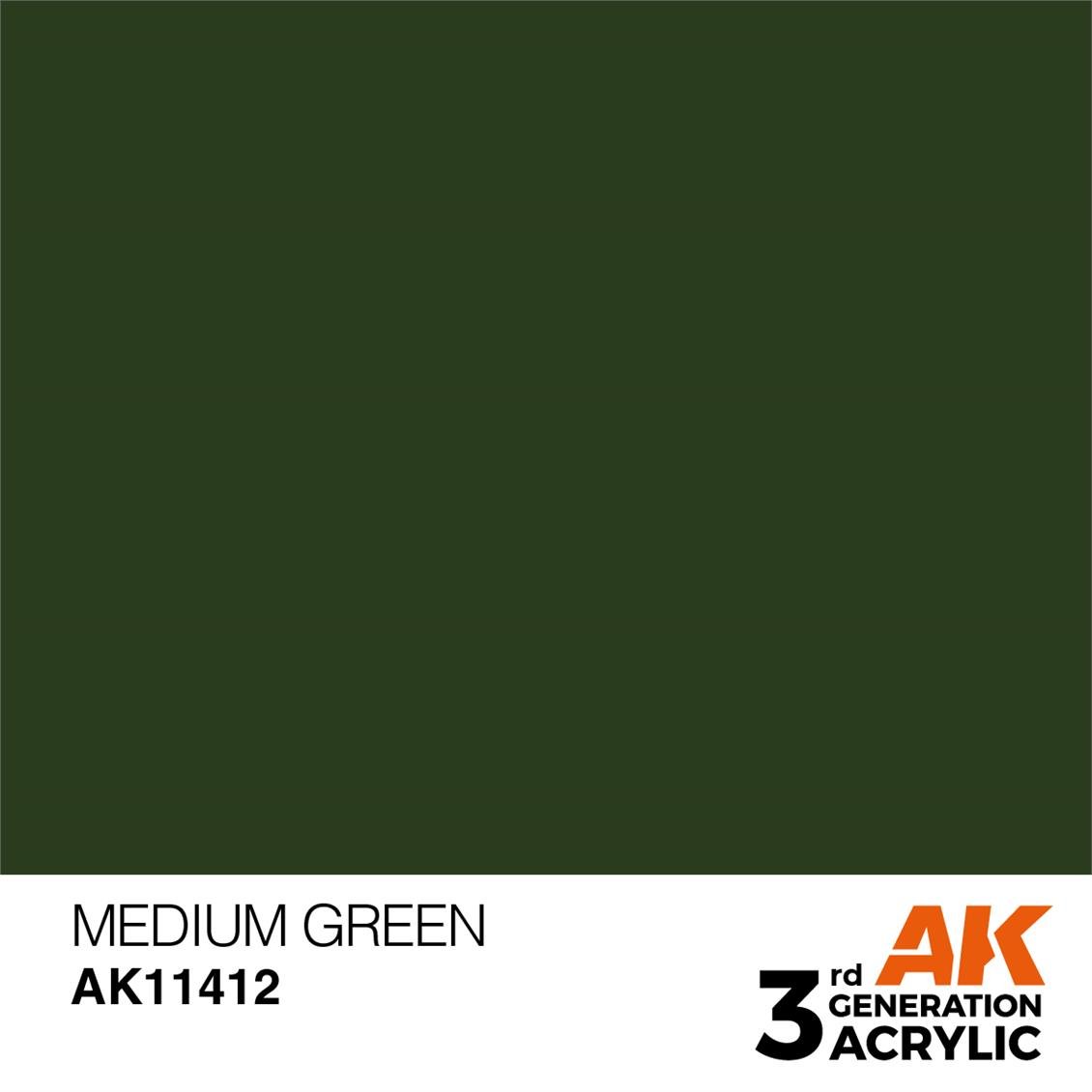 AK 11412 17 ml. Medium Green, Figür Serisi 3GEN Akrilik Model Boyası