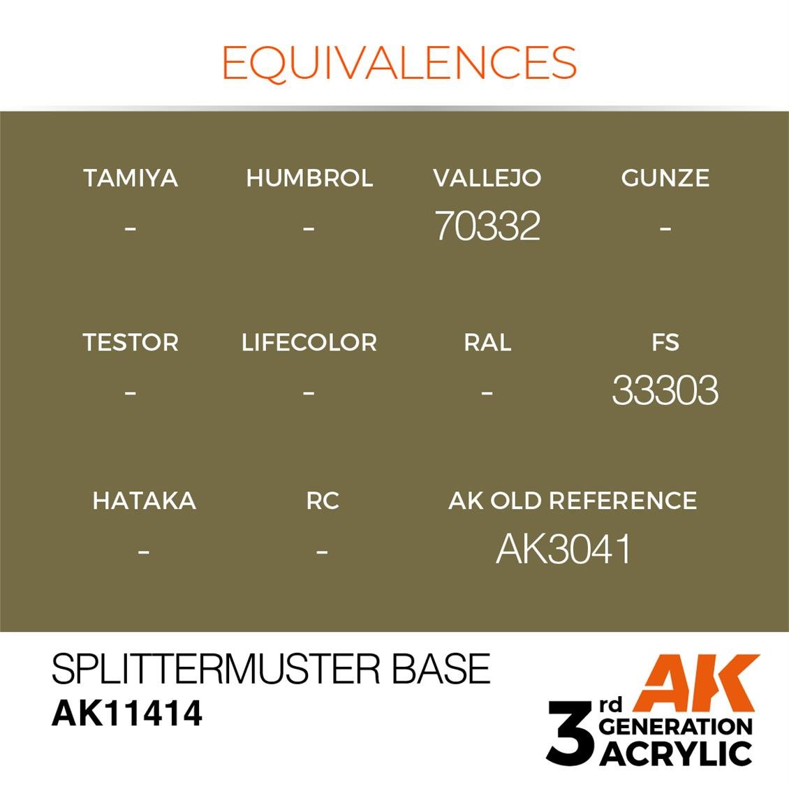 AK 11414 17 ml. Splittermuster Base, Figür Serisi 3GEN Akrilik Model Boyası